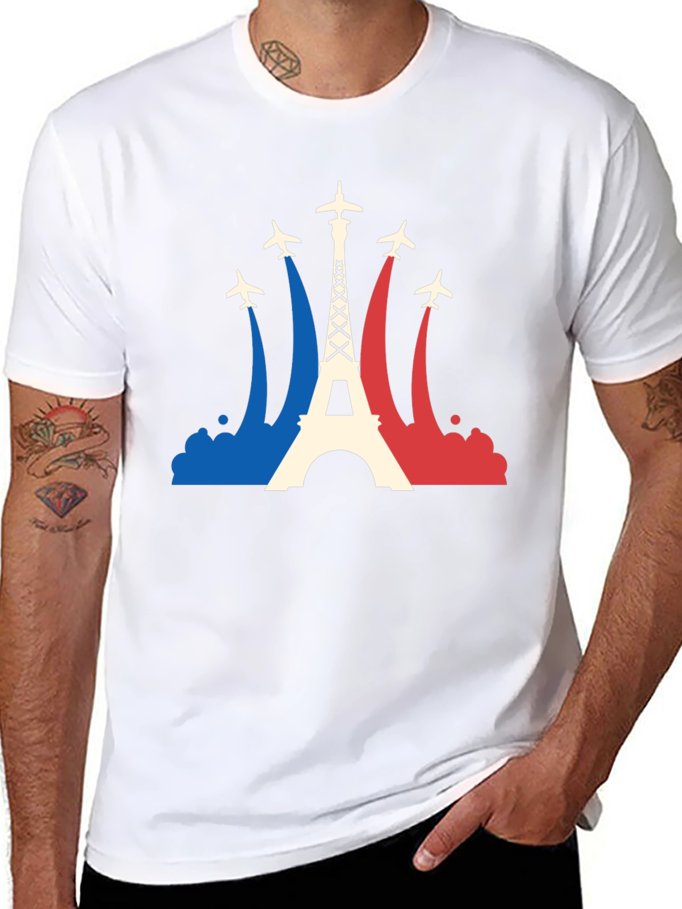 Paris Eiffel Tower Airplane T-Shirt - France Travel Tee