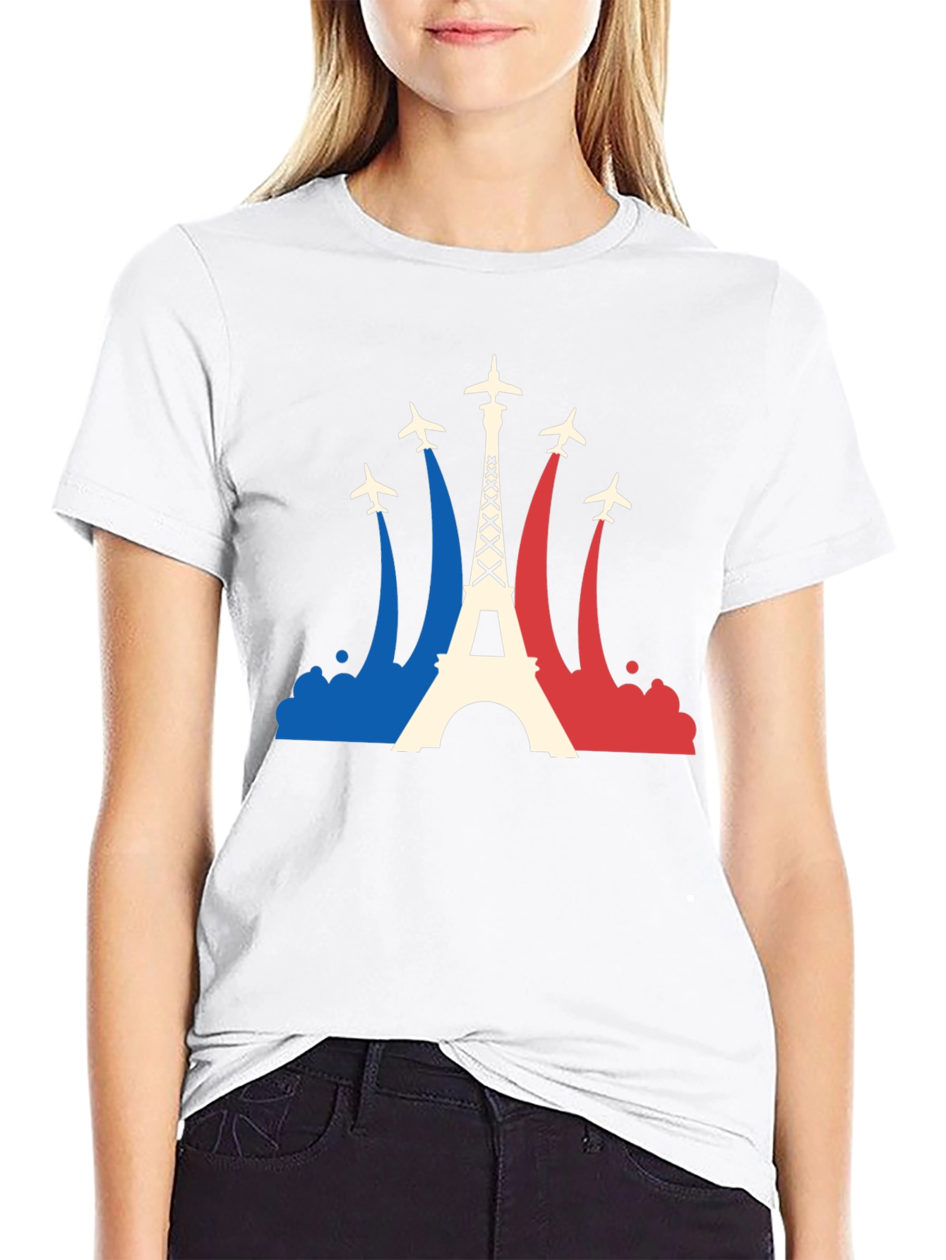 Paris Eiffel Tower Airplane T-Shirt - France Travel Tee