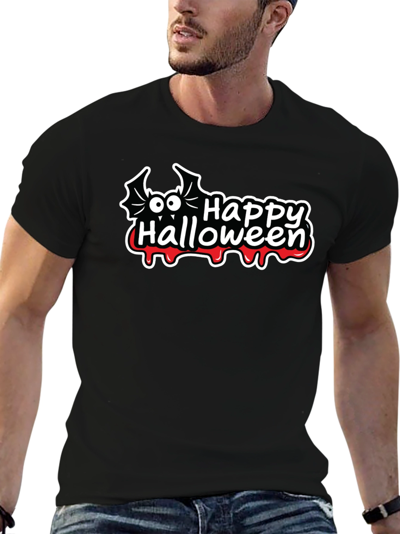 Happy Halloween Bat Graphic T-Shirt