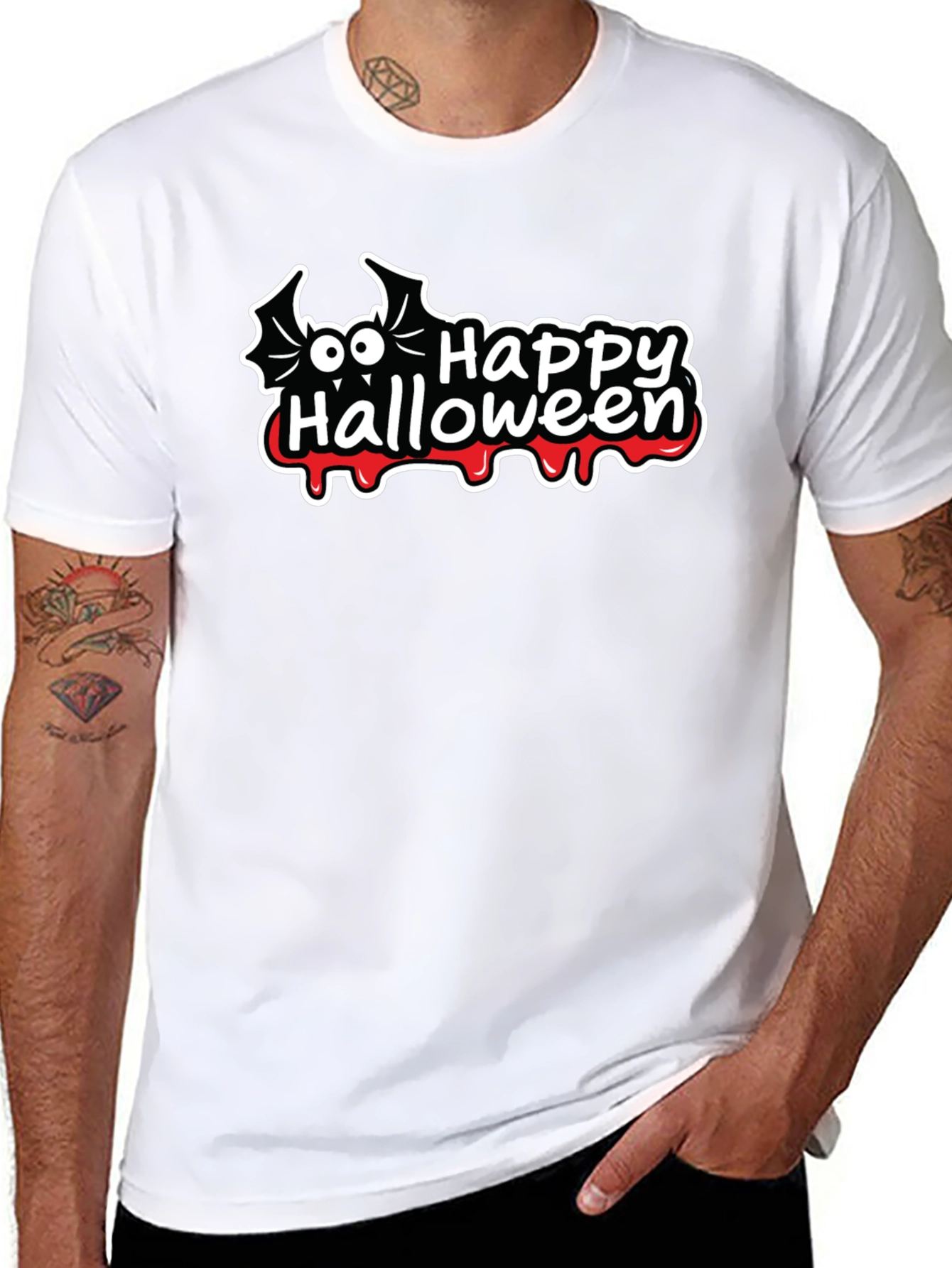 Happy Halloween Bat Graphic T-Shirt