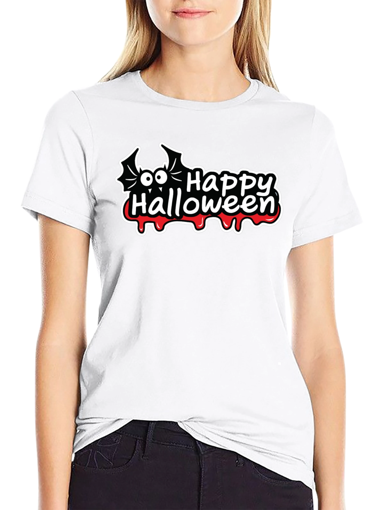Happy Halloween Bat Graphic T-Shirt