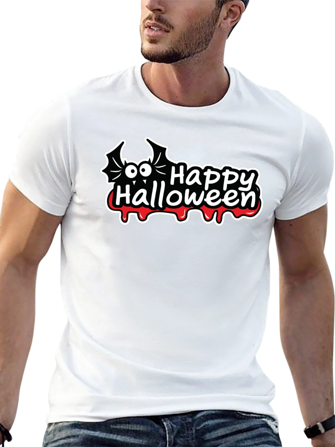Happy Halloween Bat Graphic T-Shirt