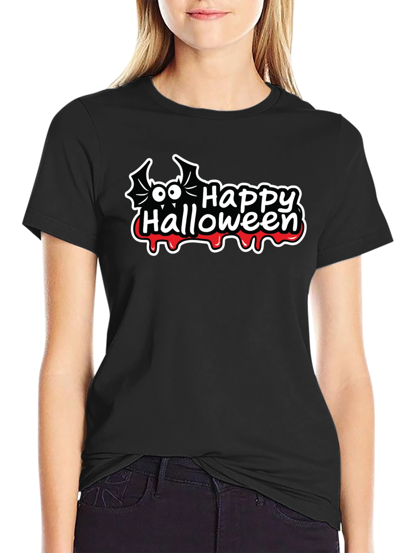 Happy Halloween Bat Graphic T-Shirt