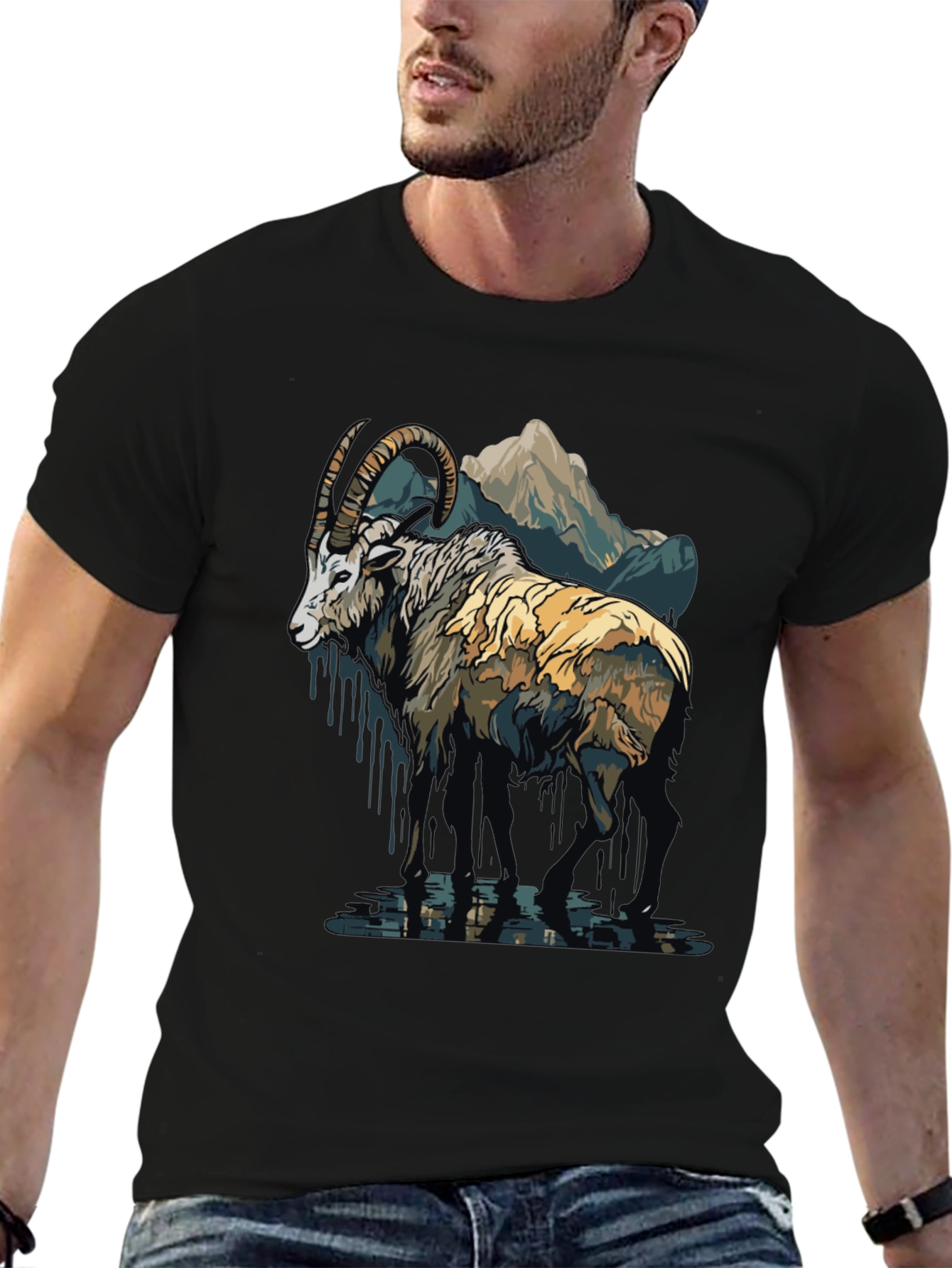 Mountain Ram Graphic Tee - Nature Inspired Design