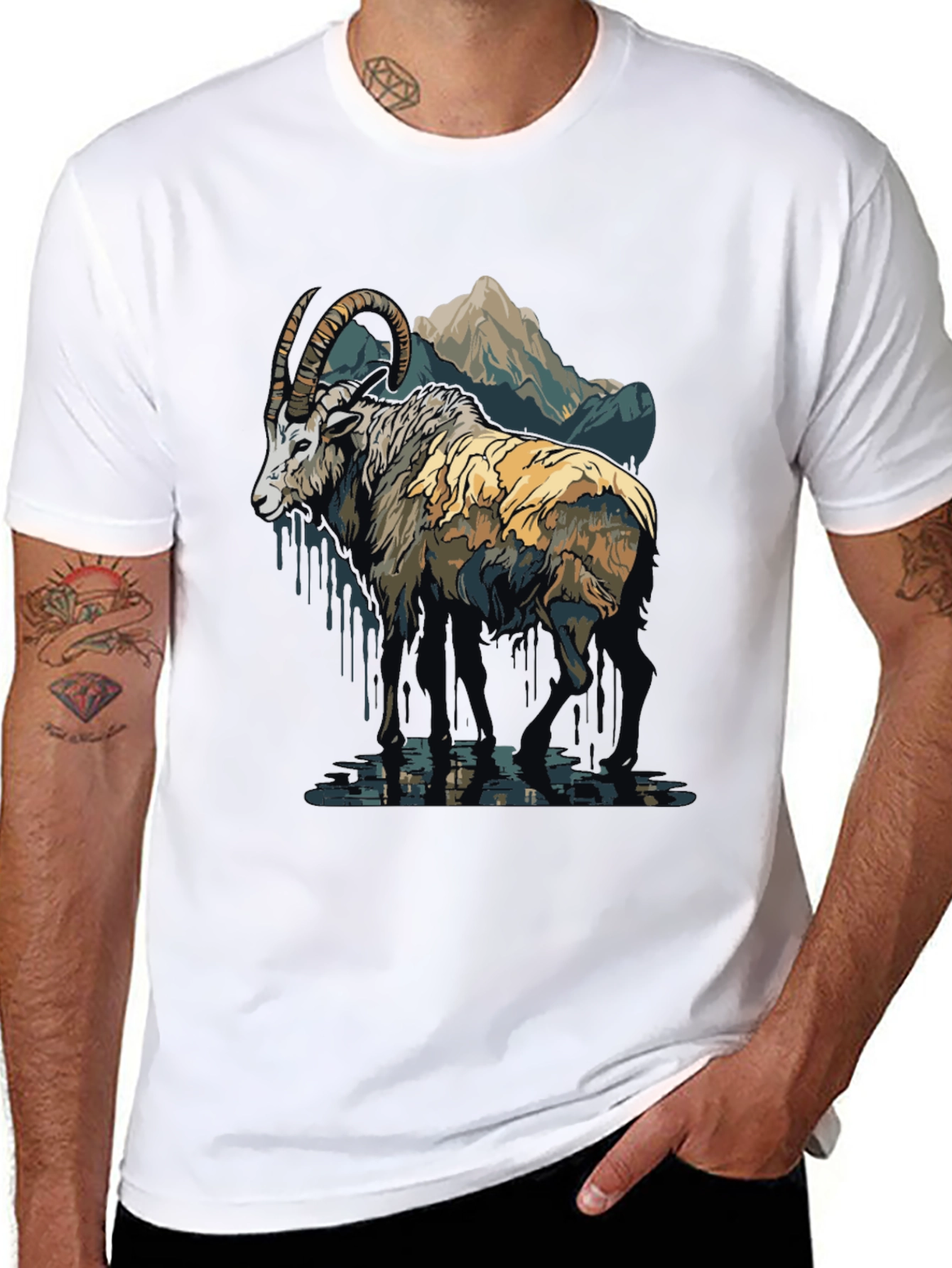 Mountain Ram Graphic Tee - Nature Inspired Design