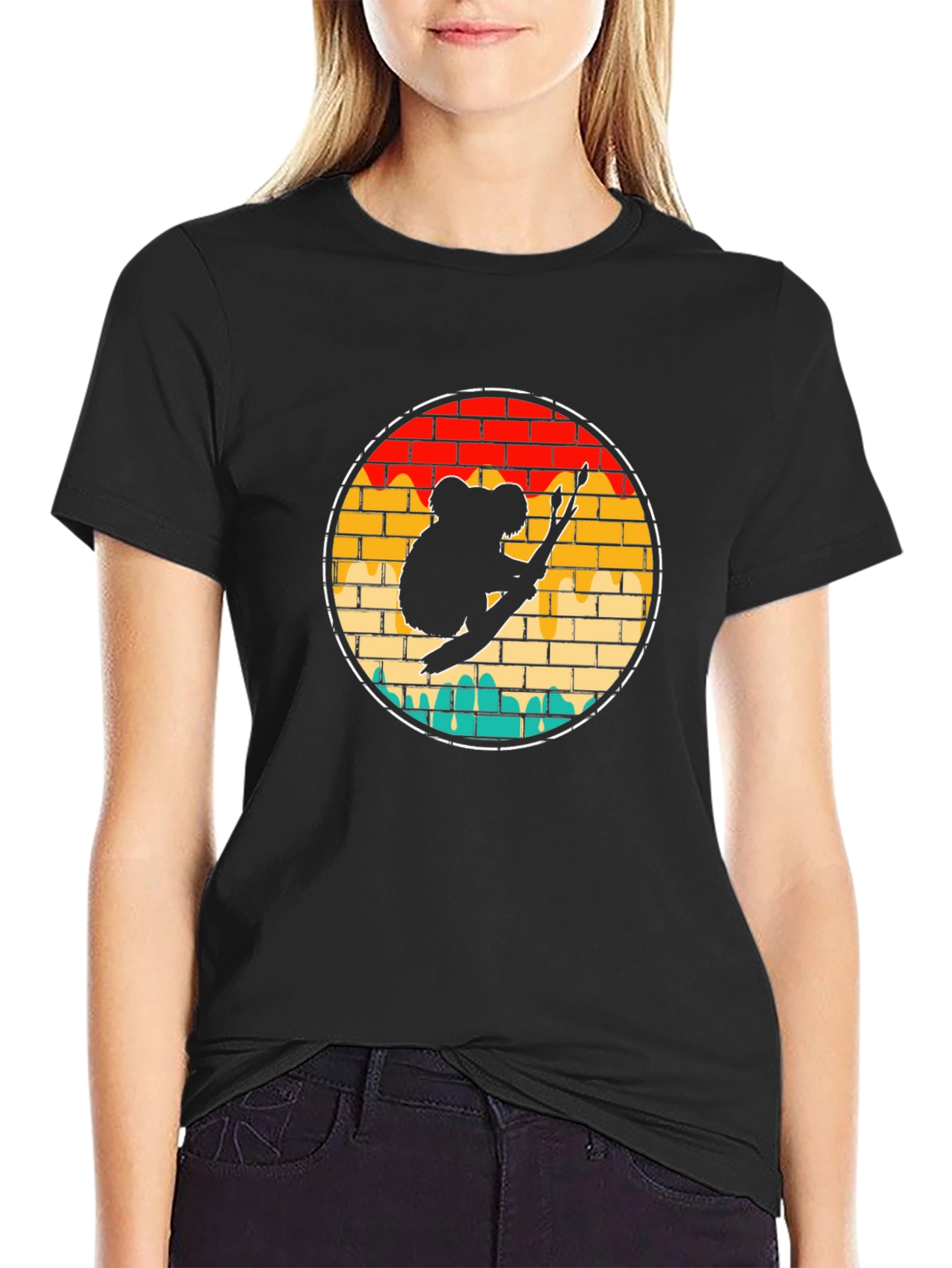 Koala on Branch Graphic Tee - Unisex Black T-Shirt