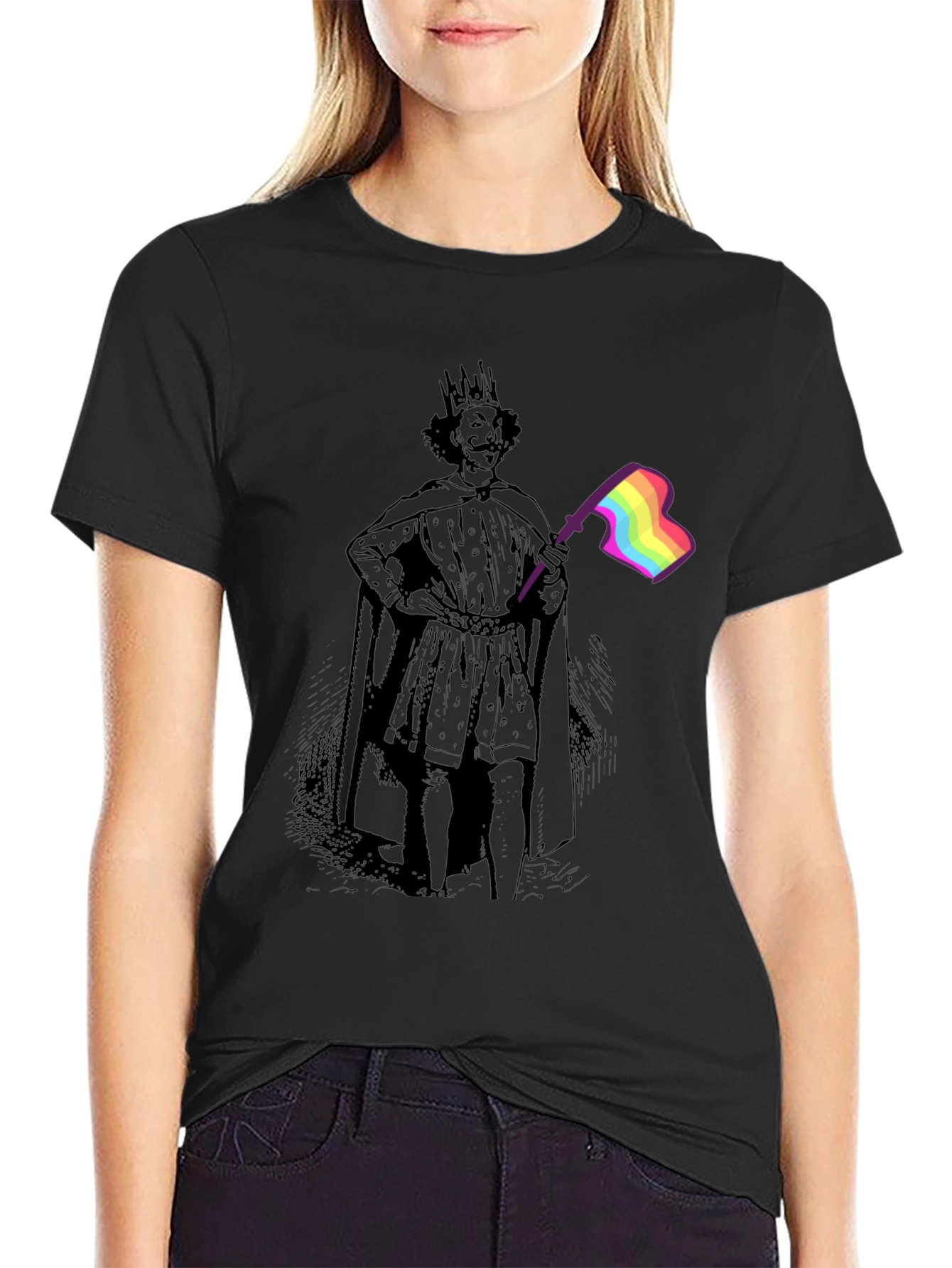 King LGBTQ Pride T-Shirt - Black Cotton Blend Tee