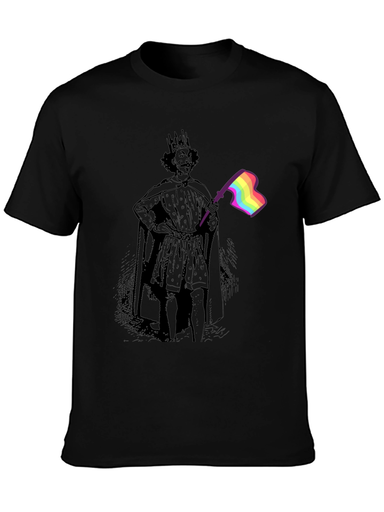 King LGBTQ Pride T-Shirt - Black Cotton Blend Tee