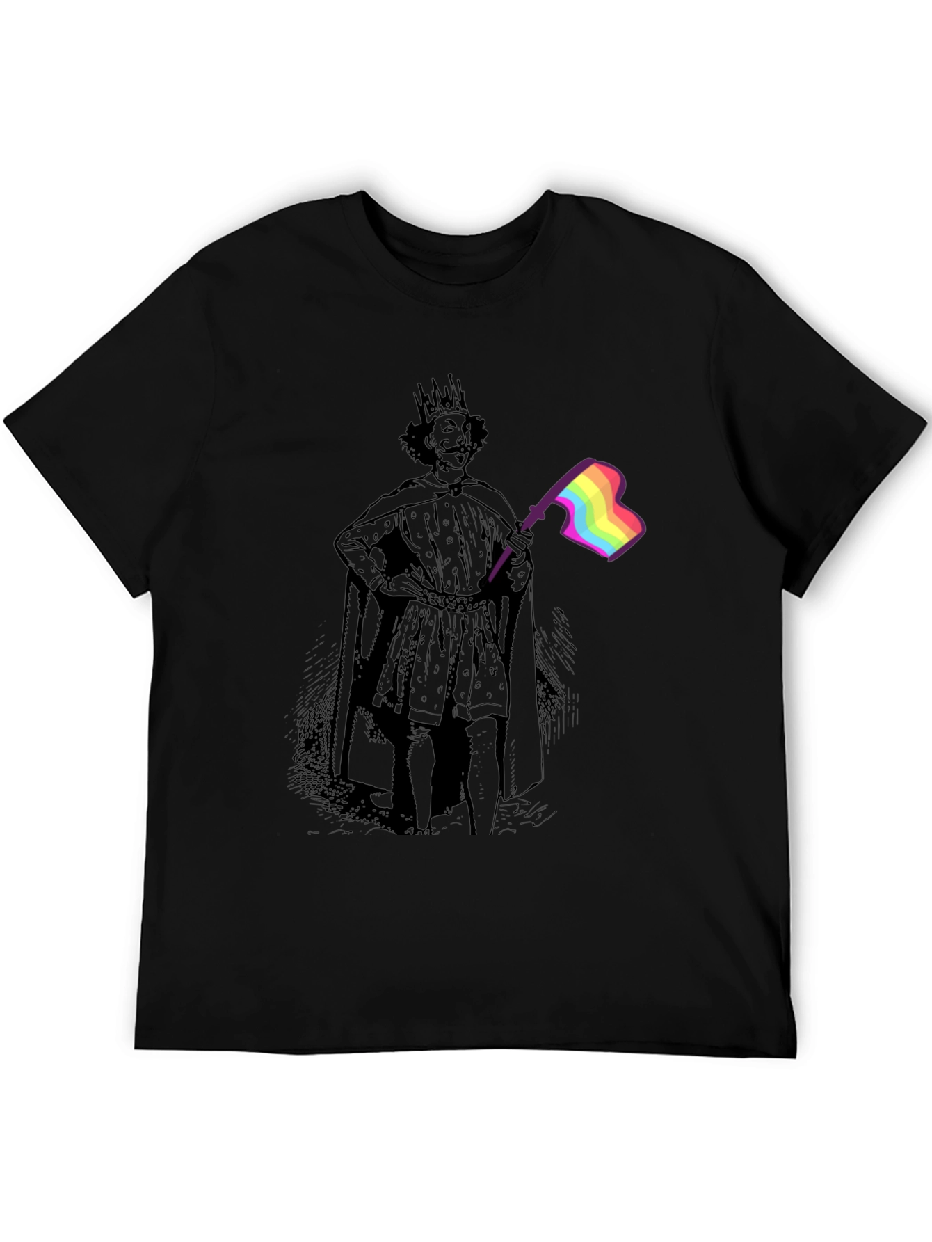 King LGBTQ Pride T-Shirt - Black Cotton Blend Tee
