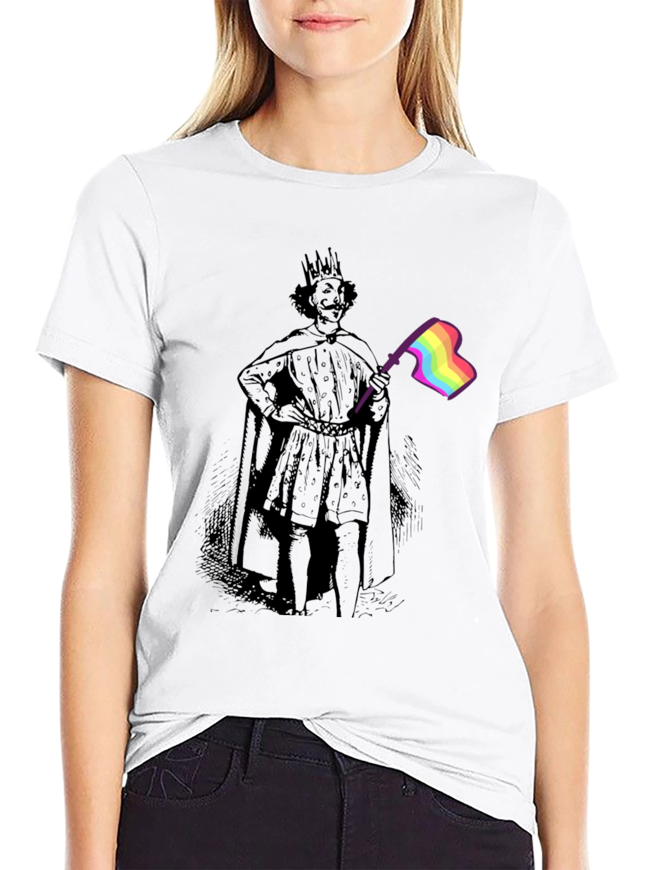 King LGBTQ Pride T-Shirt - Black Cotton Blend Tee