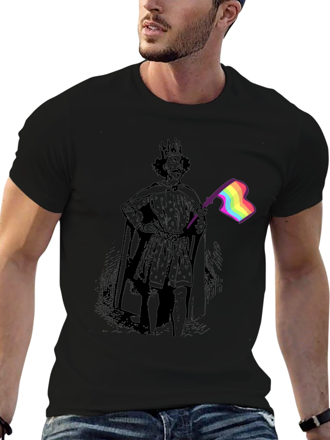 King LGBTQ Pride T-Shirt - Black Cotton Blend Tee