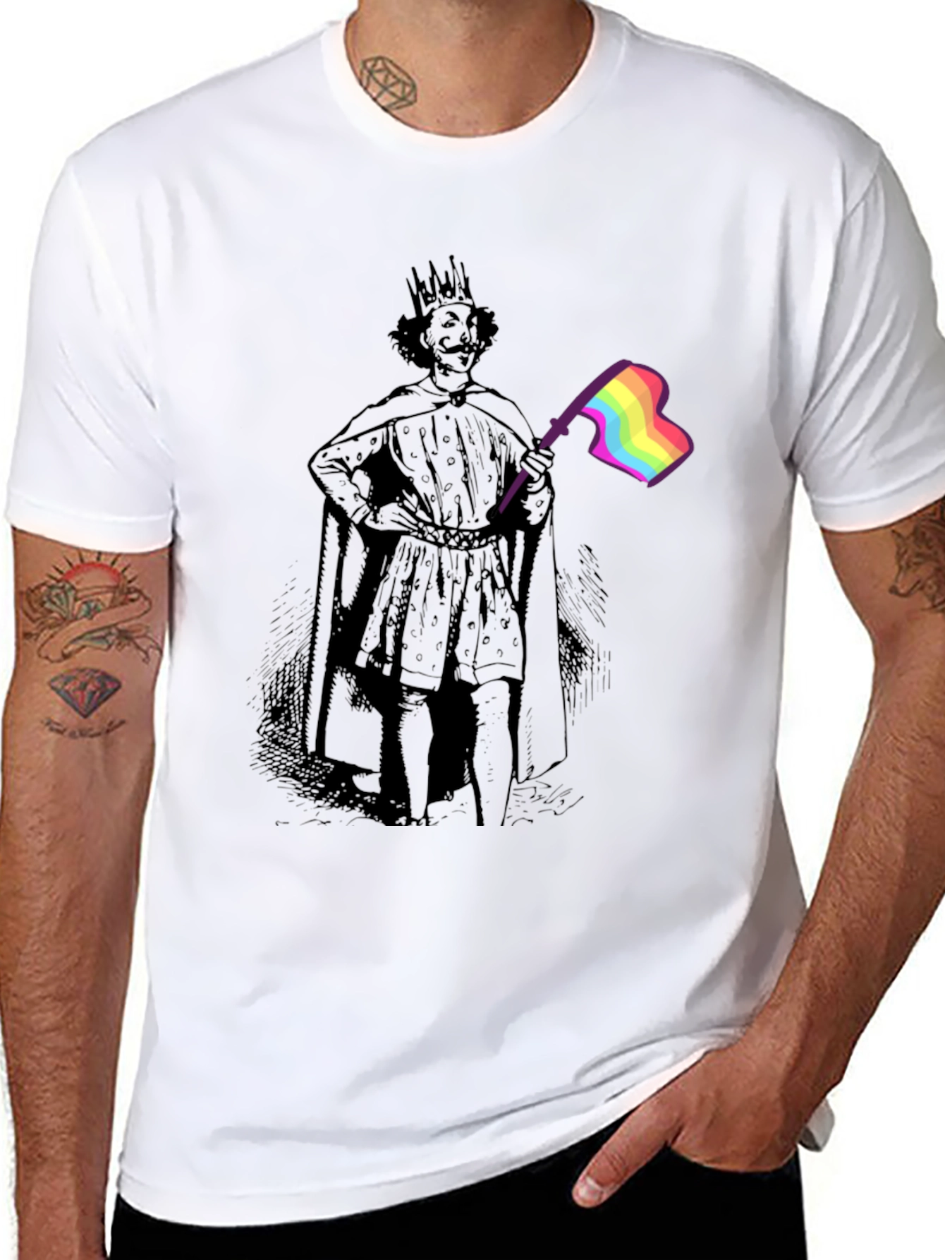King LGBTQ Pride T-Shirt - Black Cotton Blend Tee