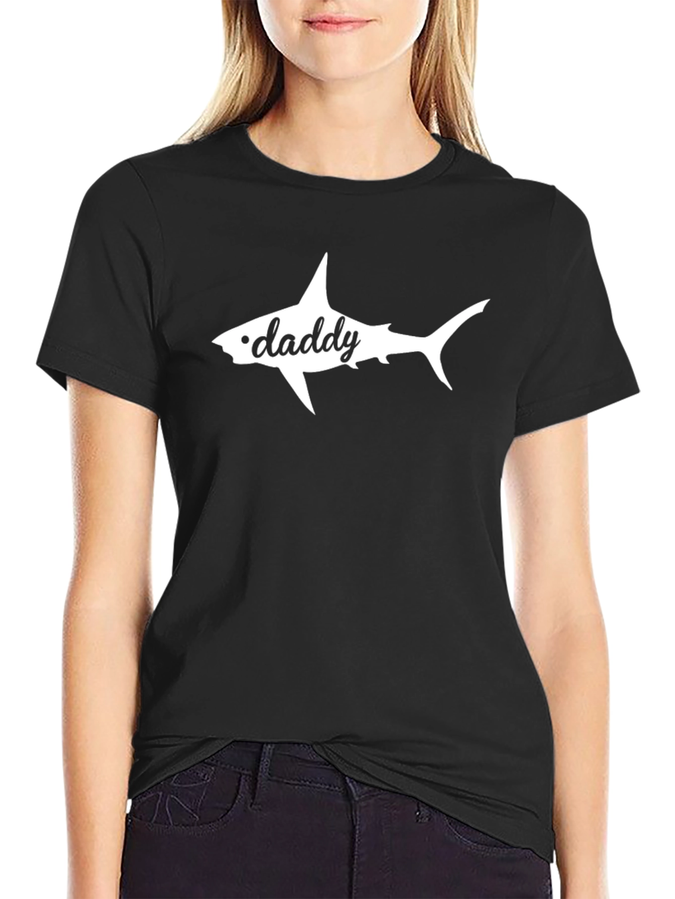 Daddy Shark Graphic Tee - Black Cotton T-Shirt