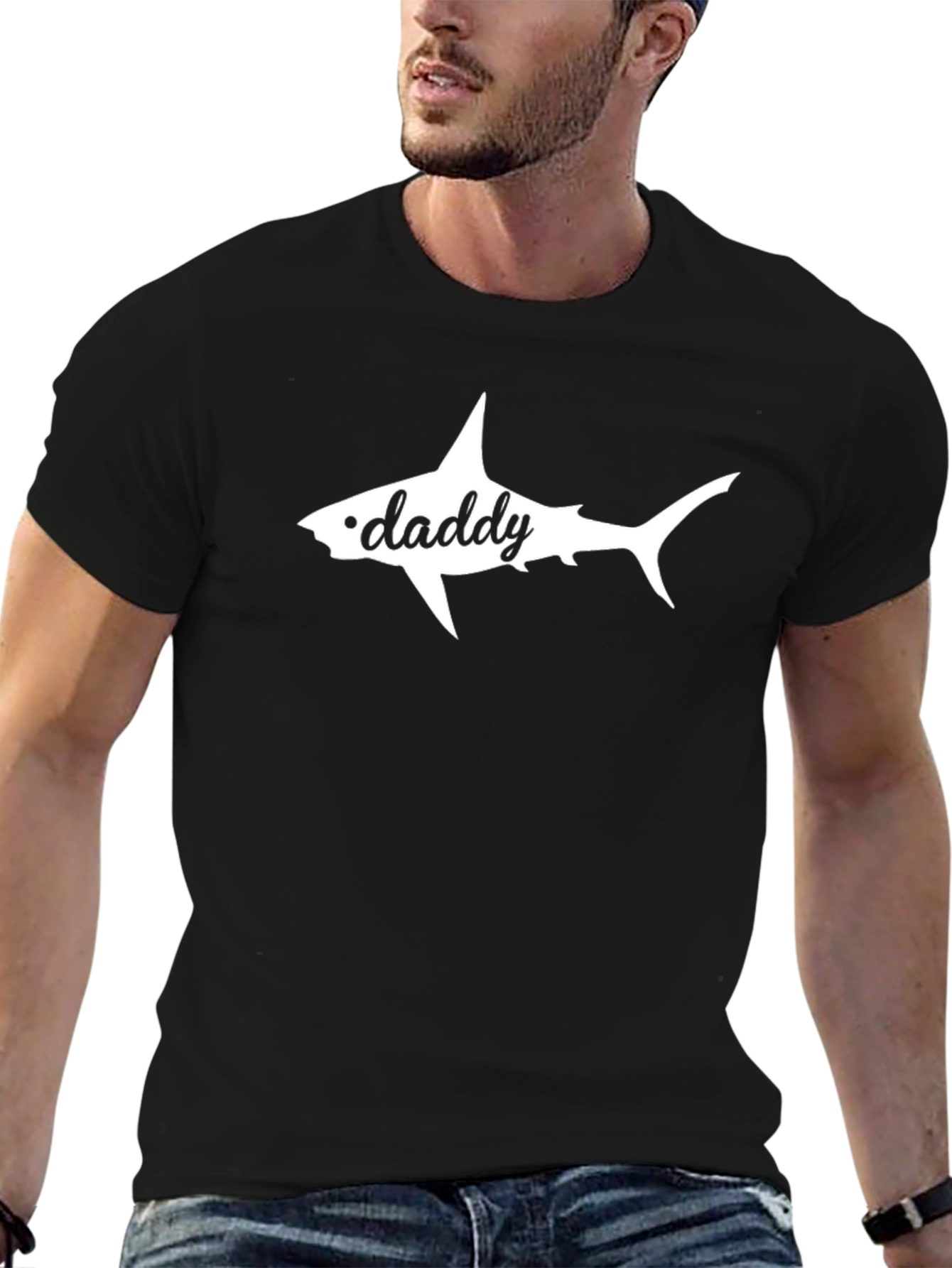 Daddy Shark Graphic Tee - Black Cotton T-Shirt