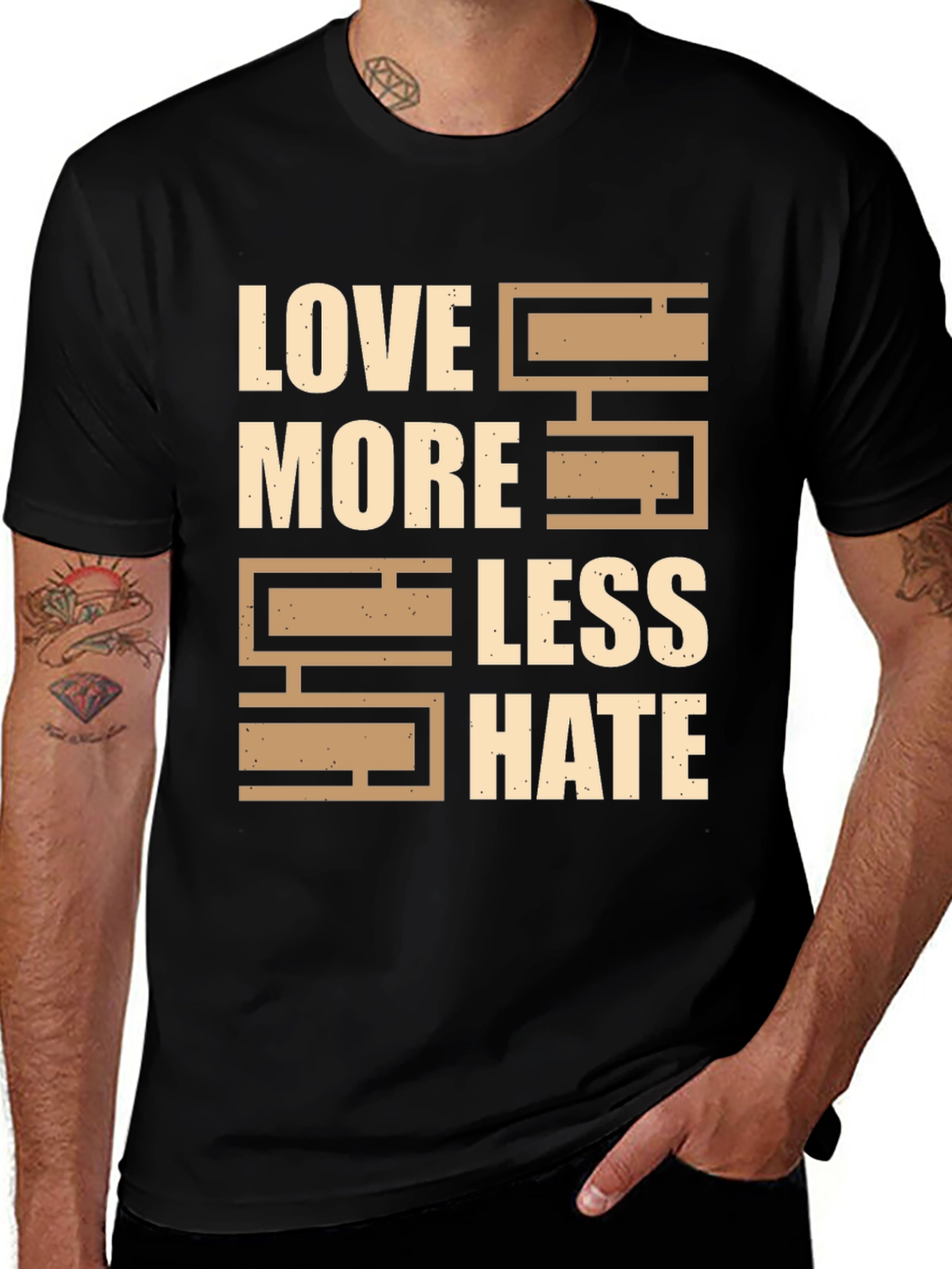 Love More Less Hate Graphic T-Shirt