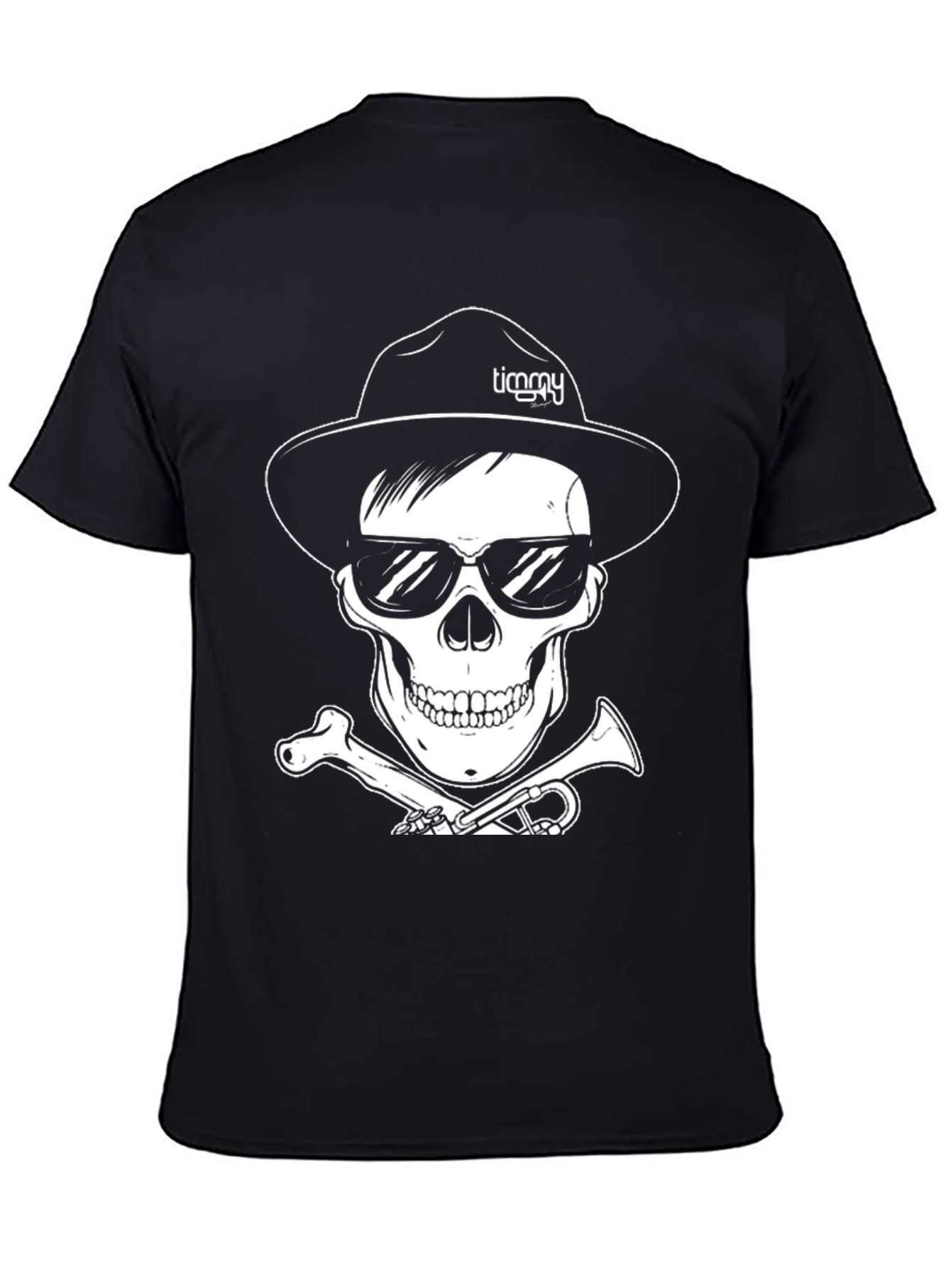 Skull with Hat & Sunglasses Graphic Tee