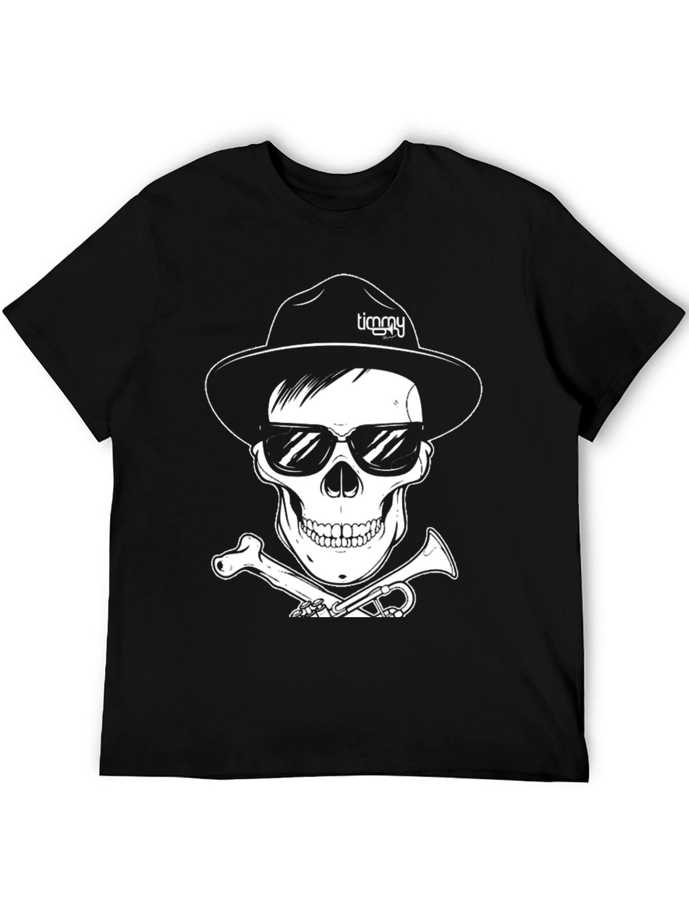 Skull with Hat & Sunglasses Graphic Tee