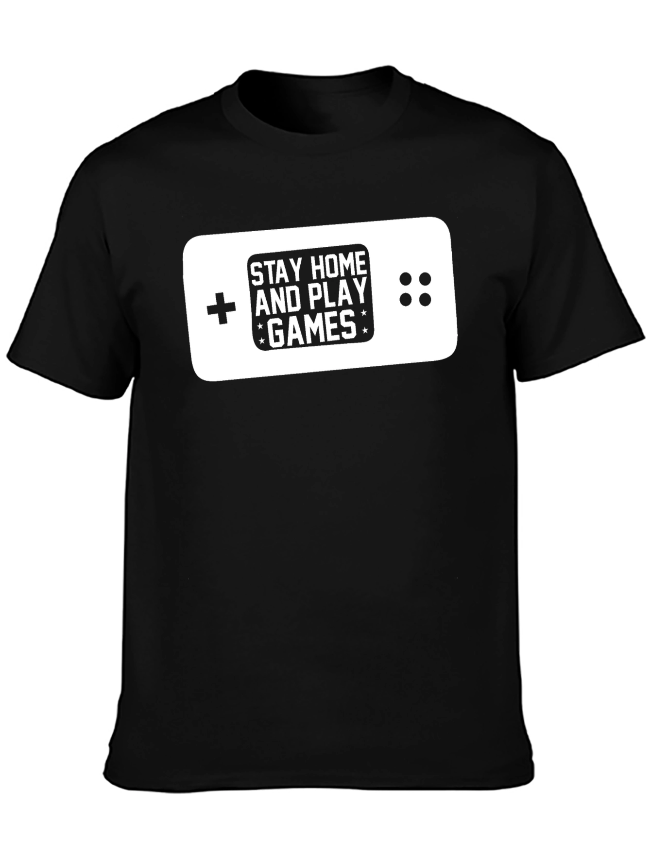 Stay Home & Play Games Black Graphic T-Shirt