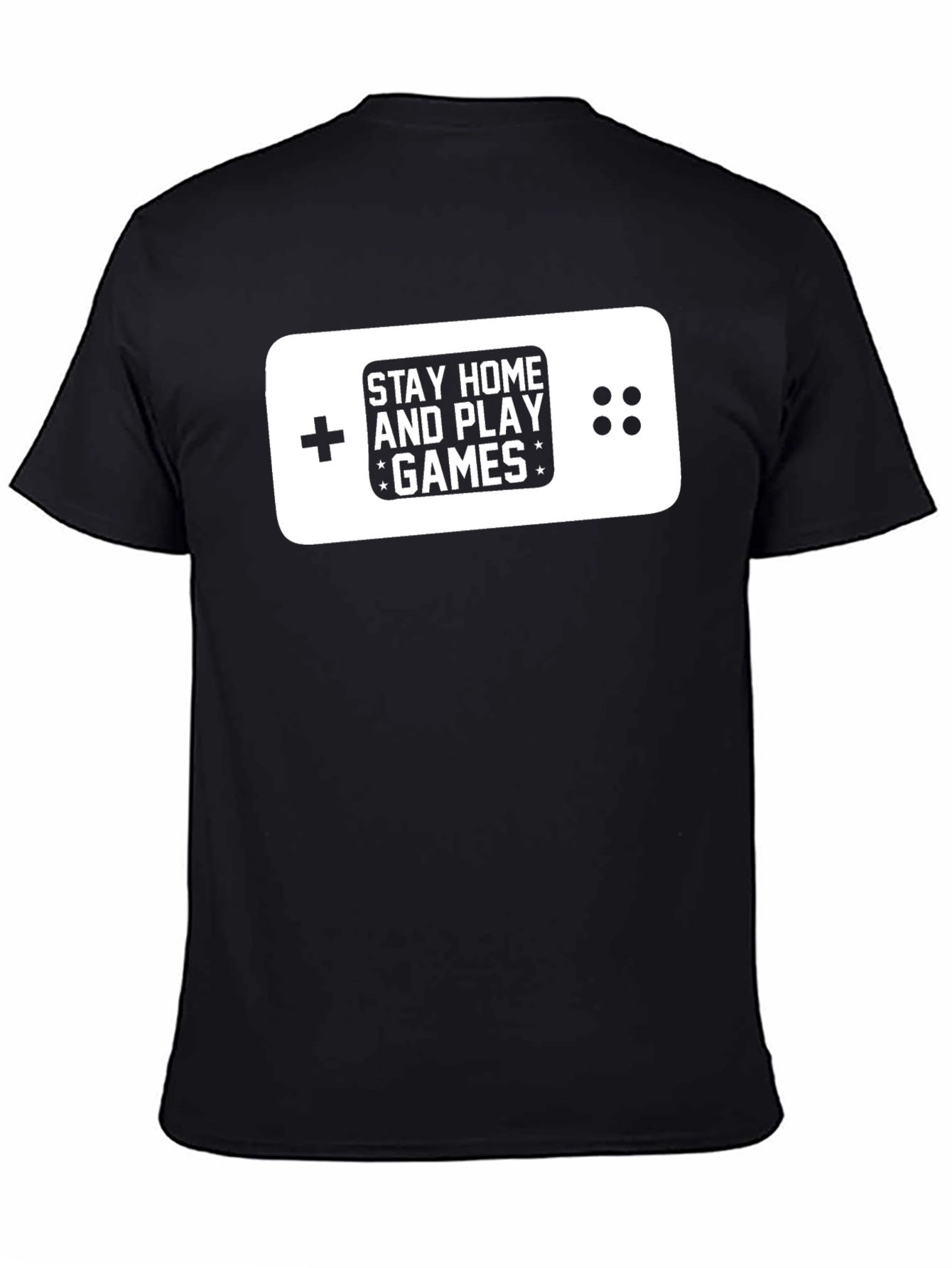 Stay Home & Play Games Black Graphic T-Shirt