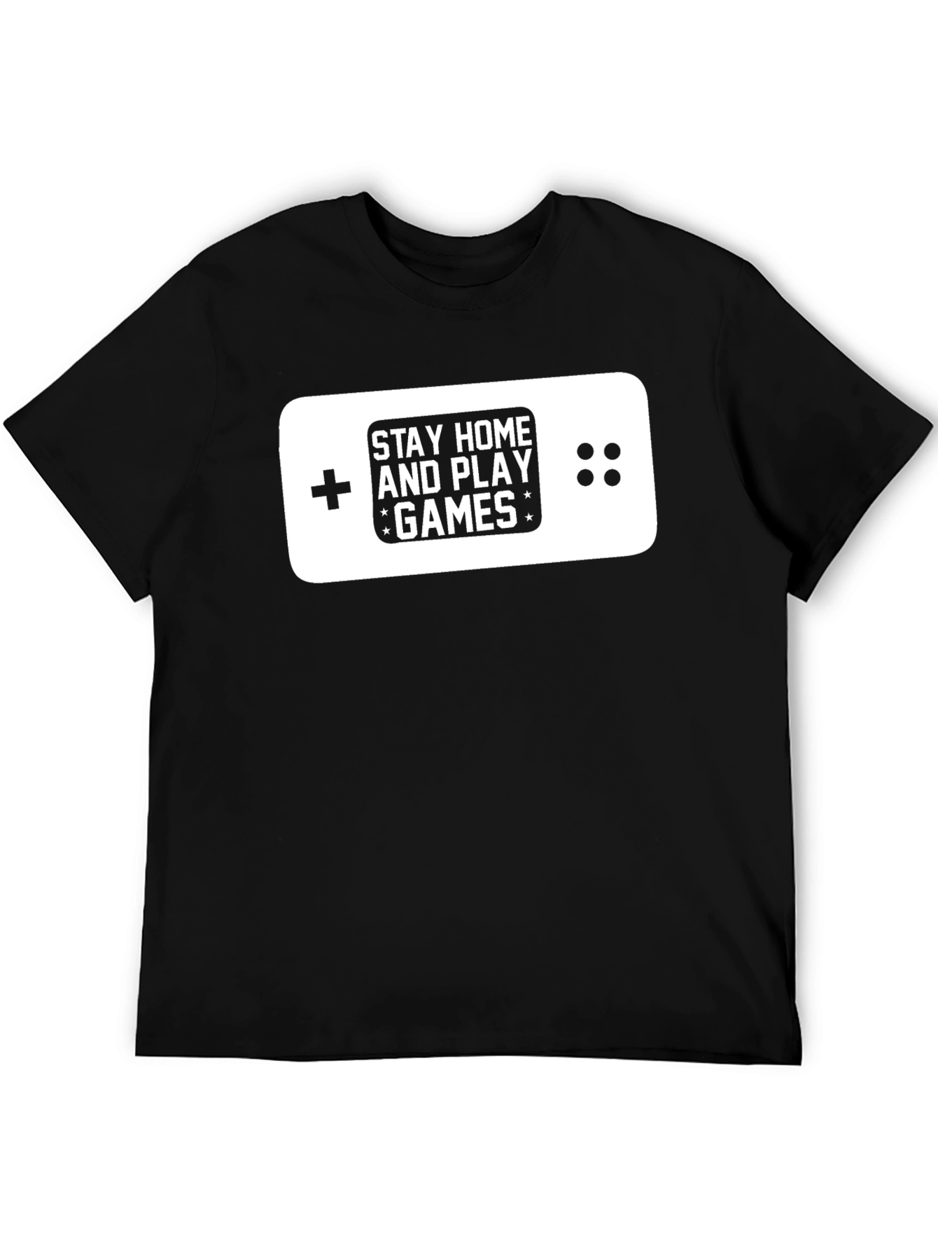 Stay Home & Play Games Black Graphic T-Shirt