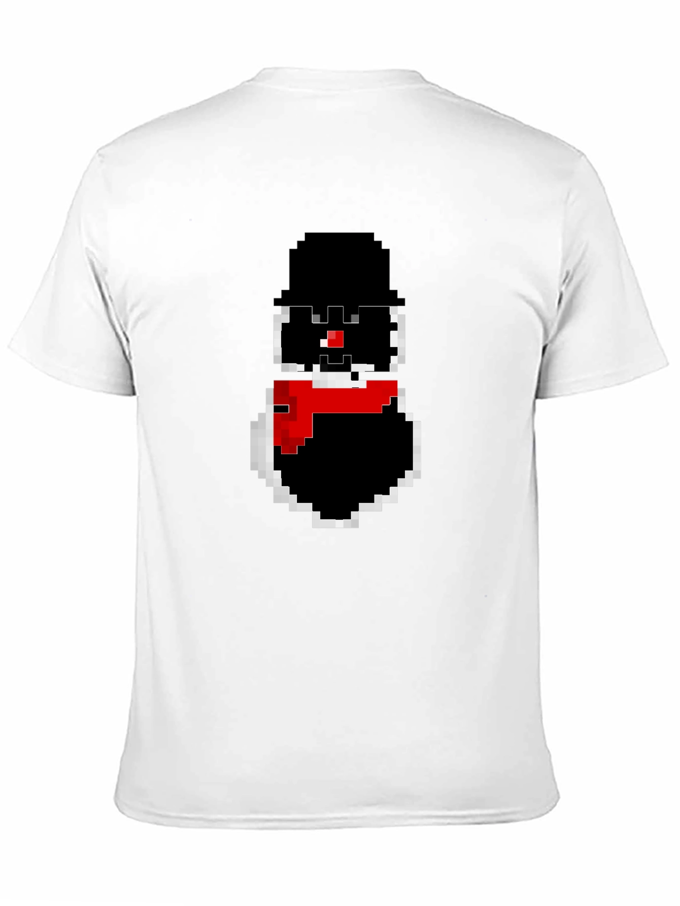 Pixel Snowman Graphic Tee - Black Cotton Blend