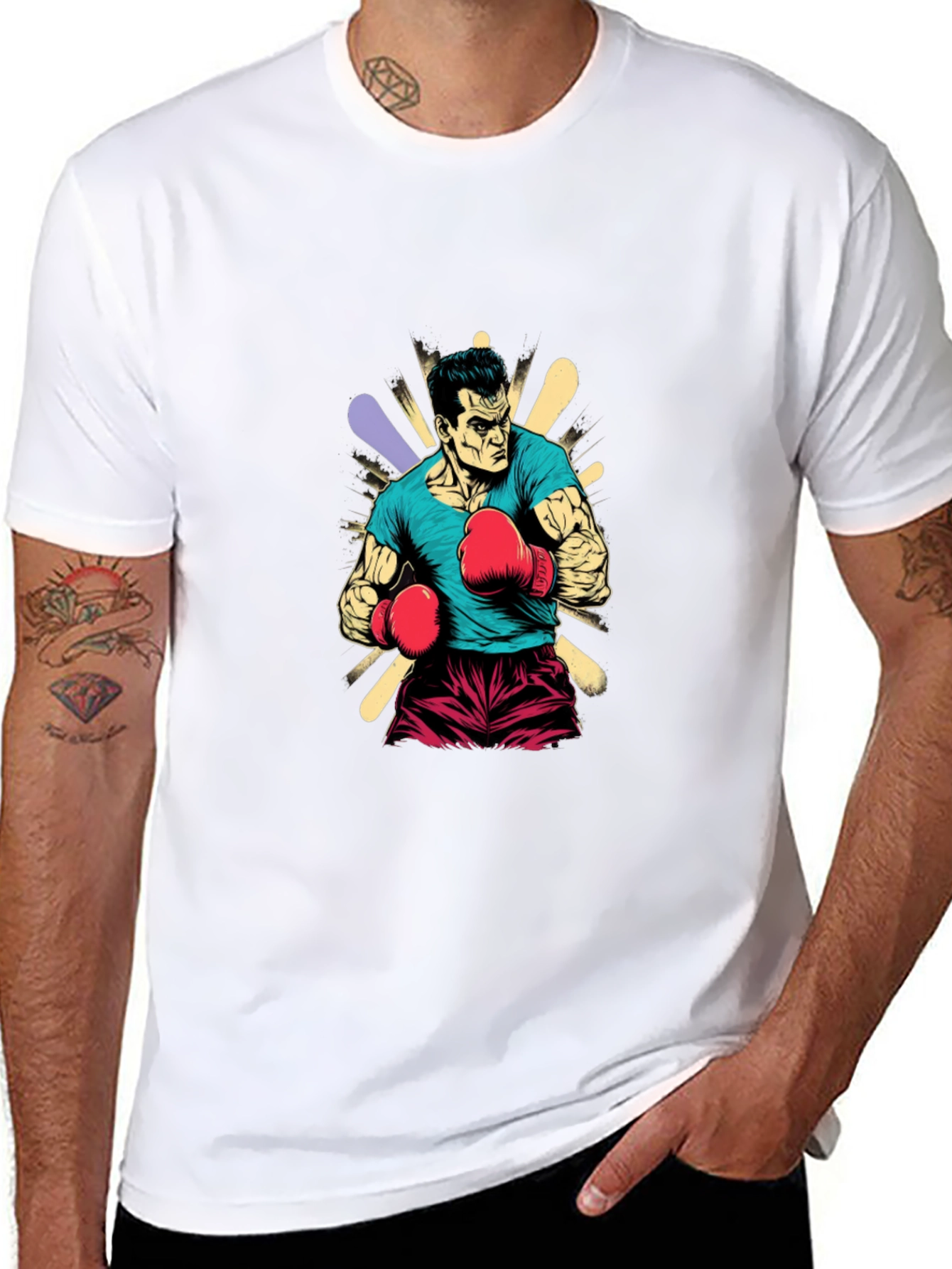 Boxer Graphic Tee - Black Cotton T-Shirt