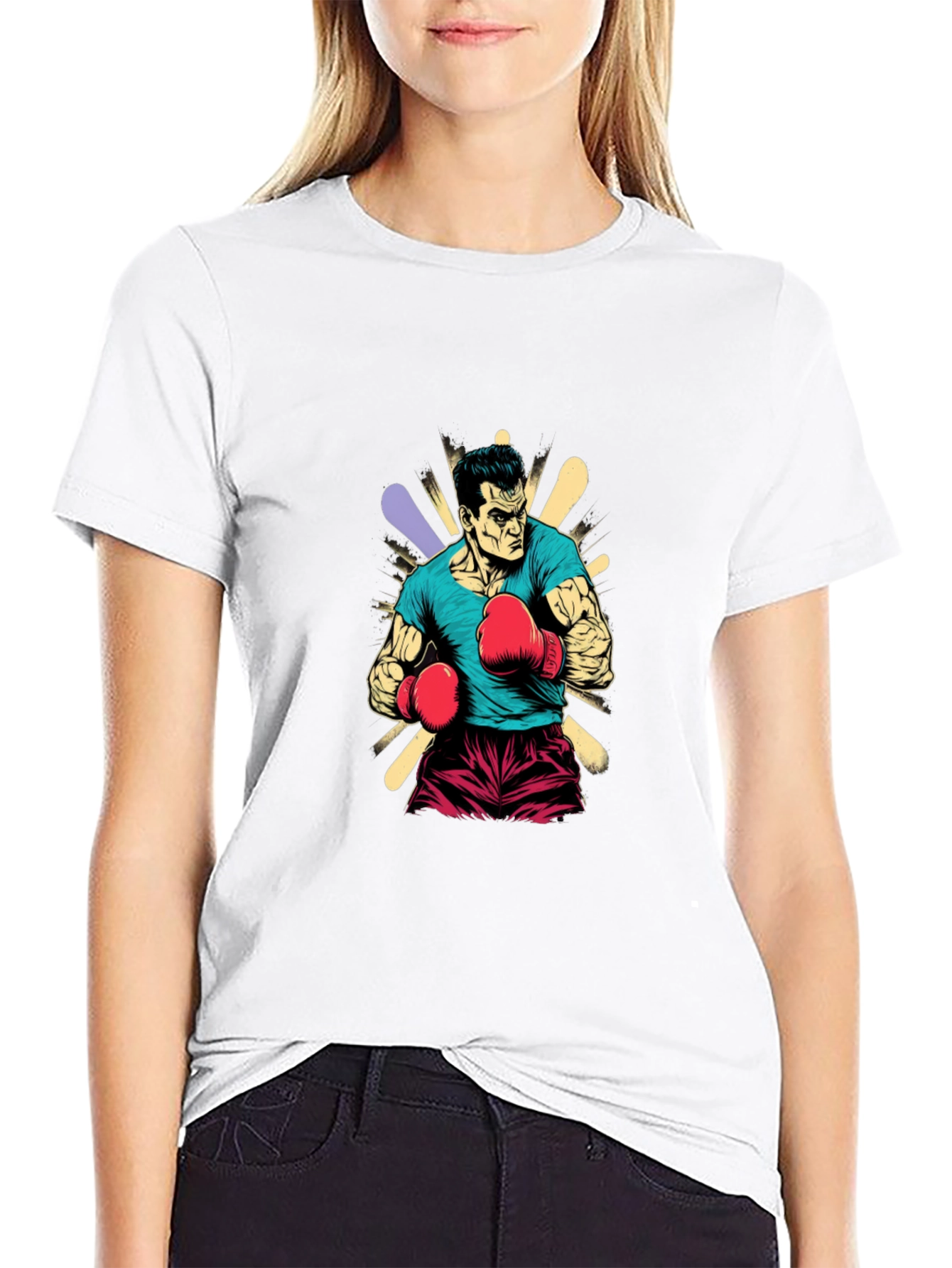 Boxer Graphic Tee - Black Cotton T-Shirt