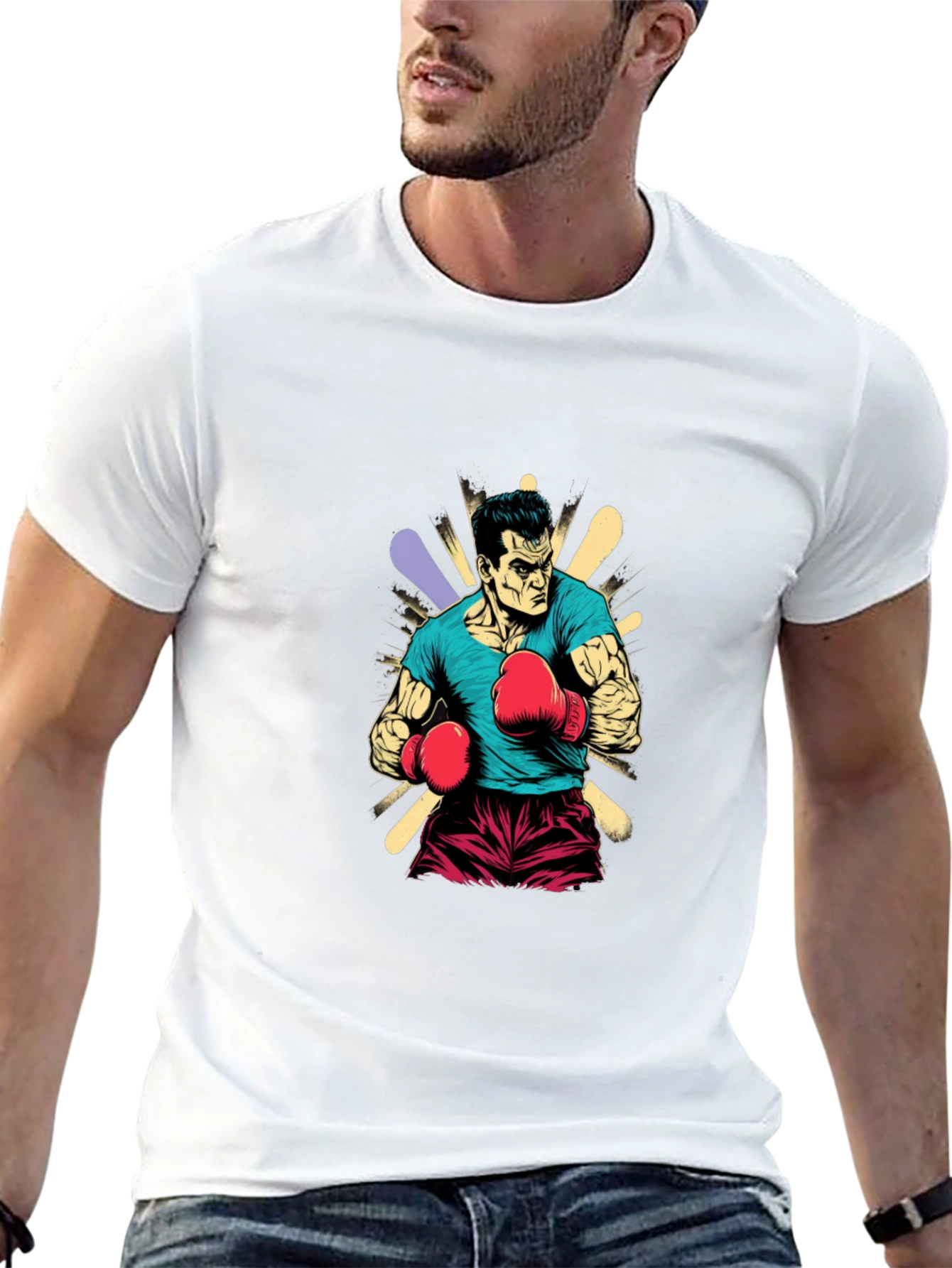 Boxer Graphic Tee - Black Cotton T-Shirt
