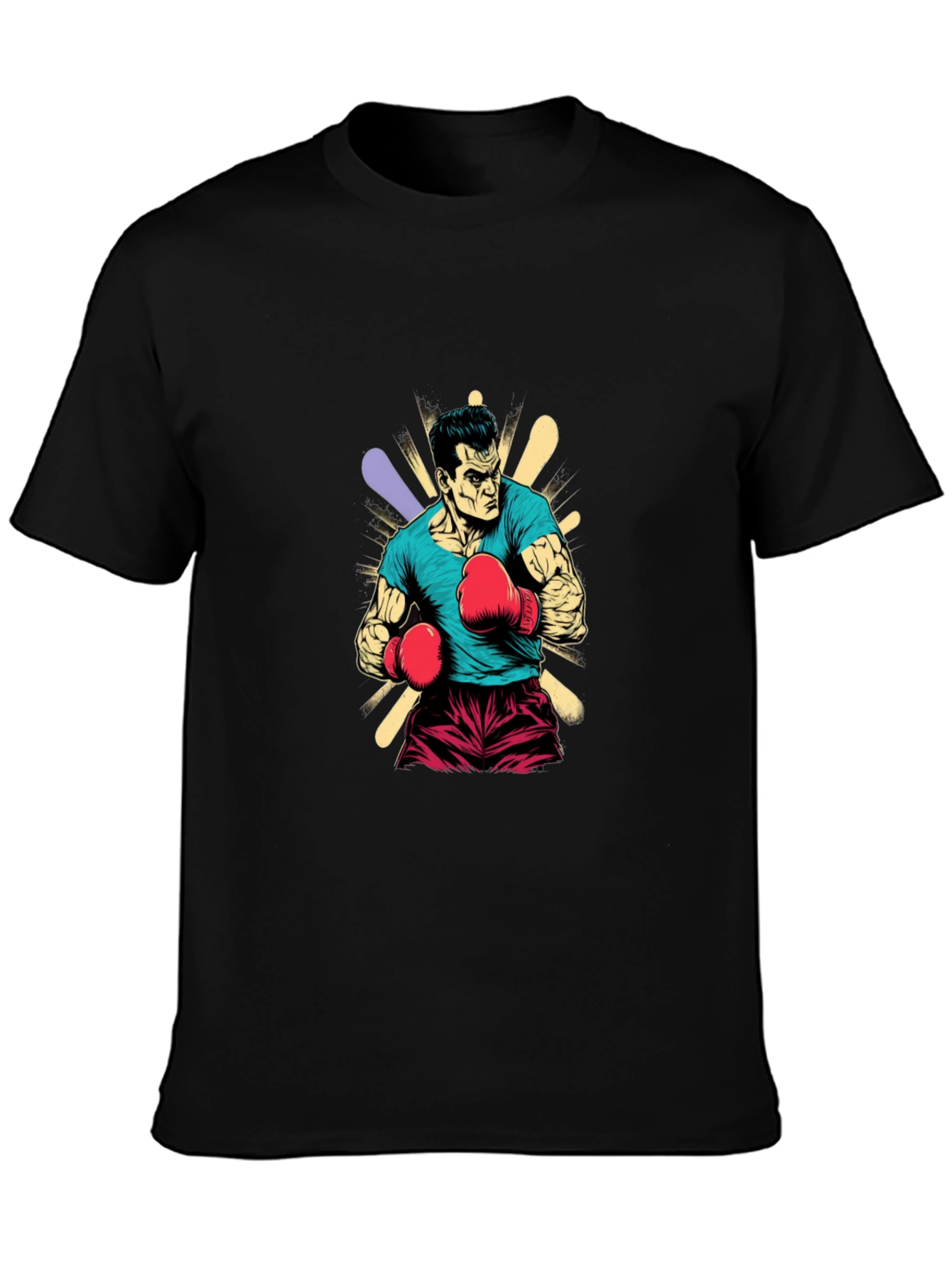 Boxer Graphic Tee - Black Cotton T-Shirt