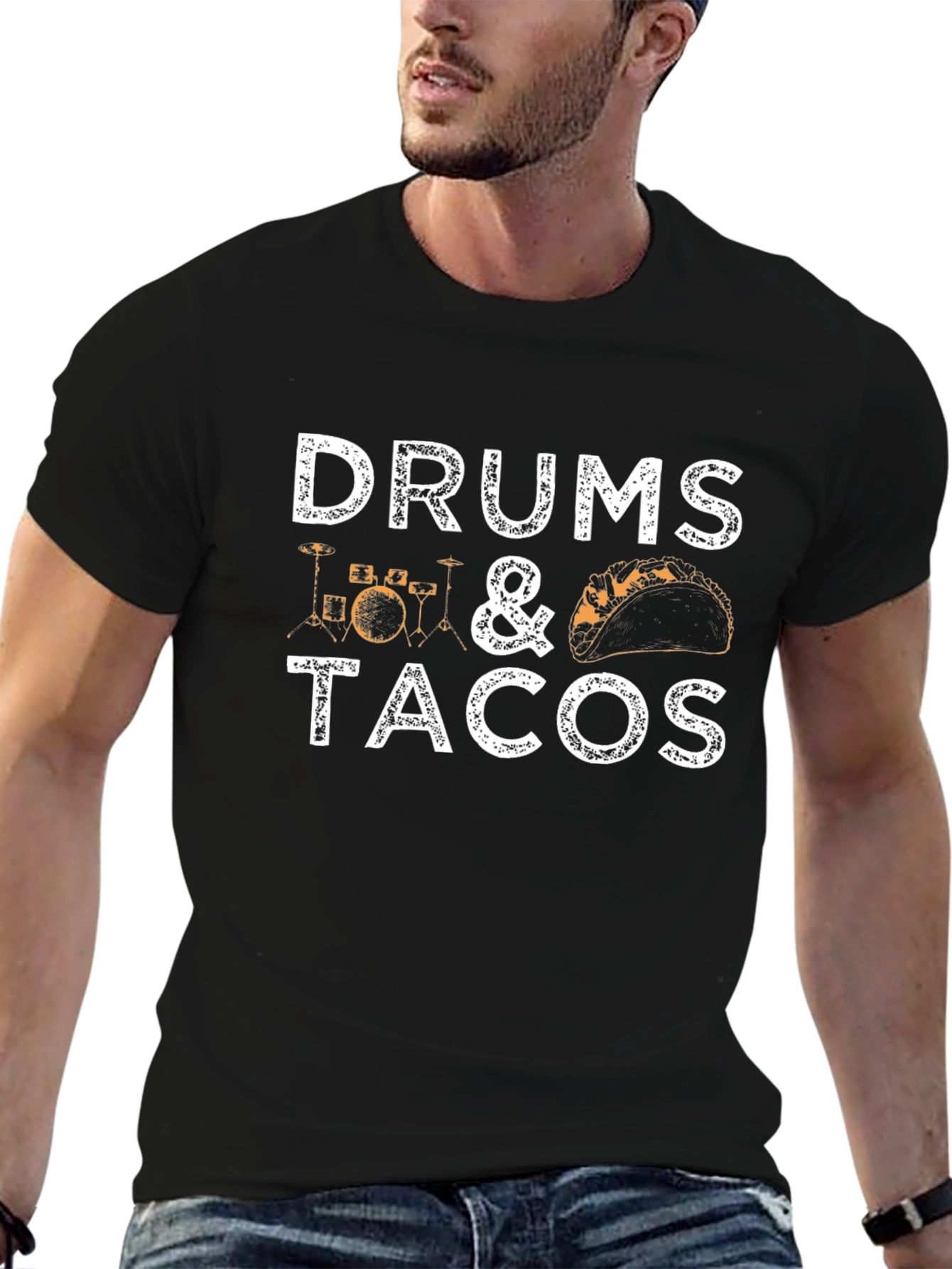 Drums & Tacos Black T-Shirt - Foodie Musician