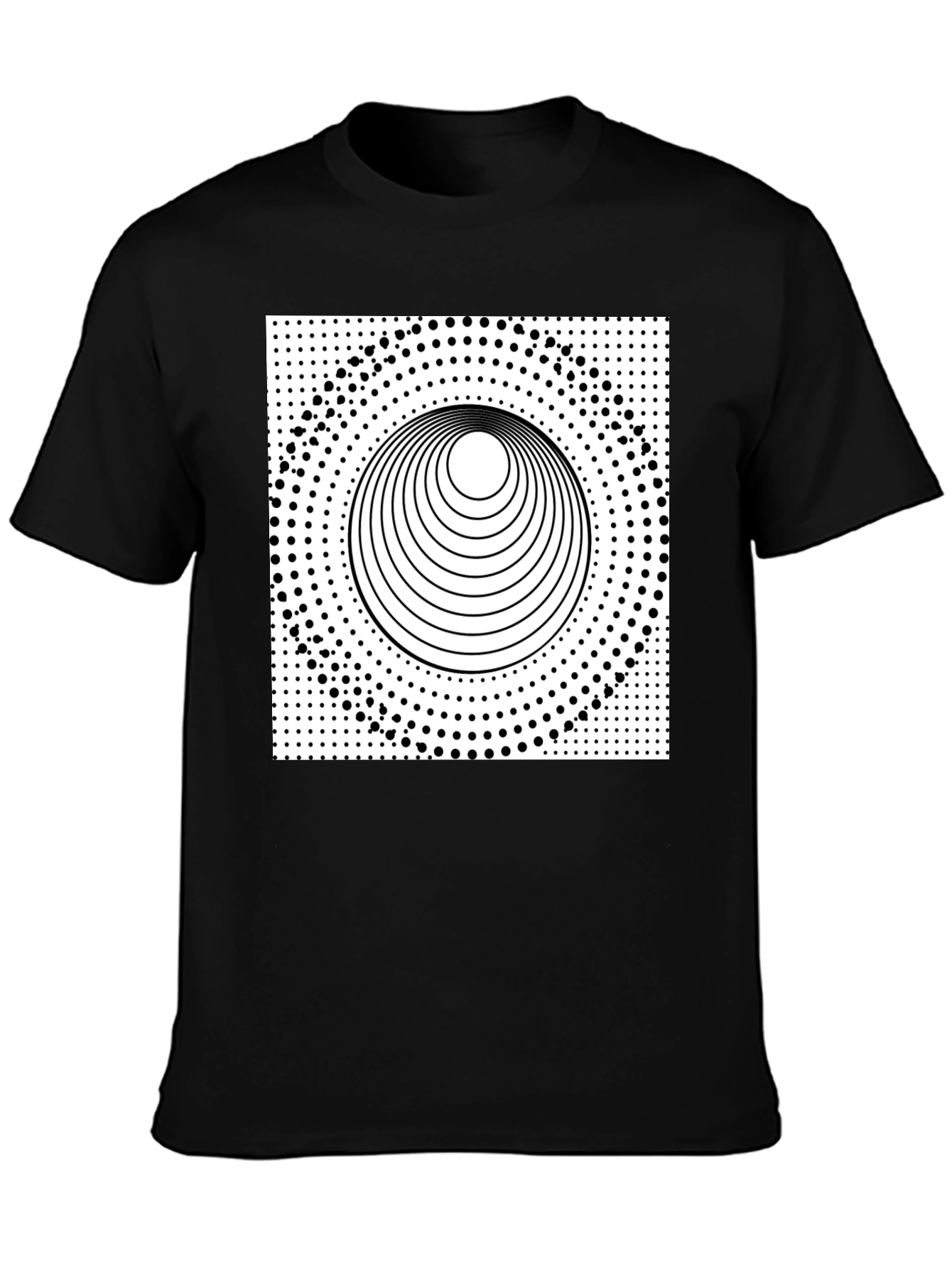 Optical Illusion Graphic Tee - Black Cotton T-Shirt