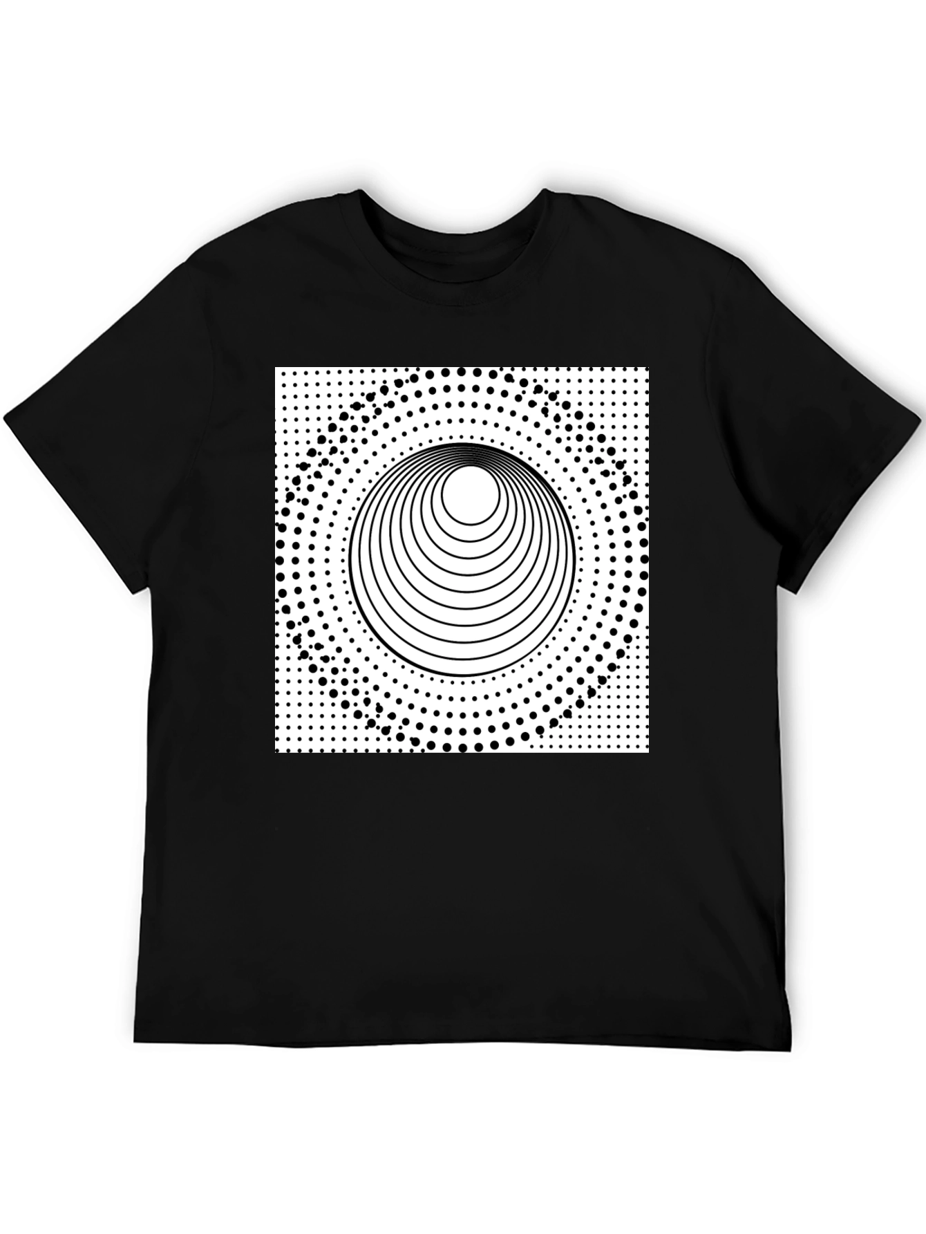 Optical Illusion Graphic Tee - Black Cotton T-Shirt
