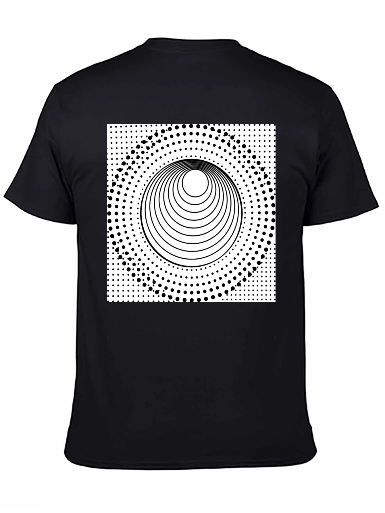 Optical Illusion Graphic Tee - Black Cotton T-Shirt