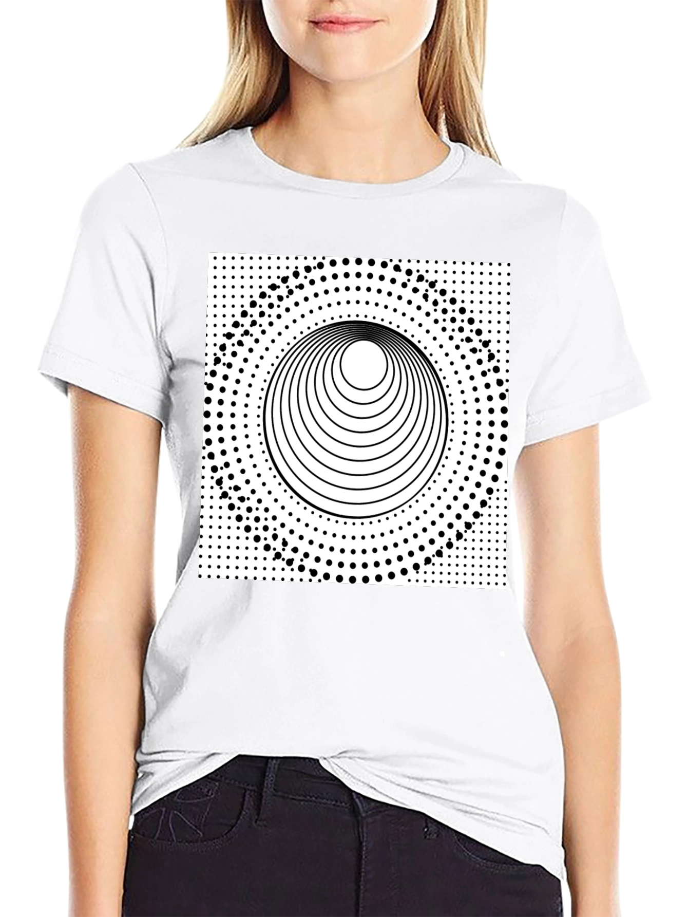 Optical Illusion Graphic Tee - Black Cotton T-Shirt