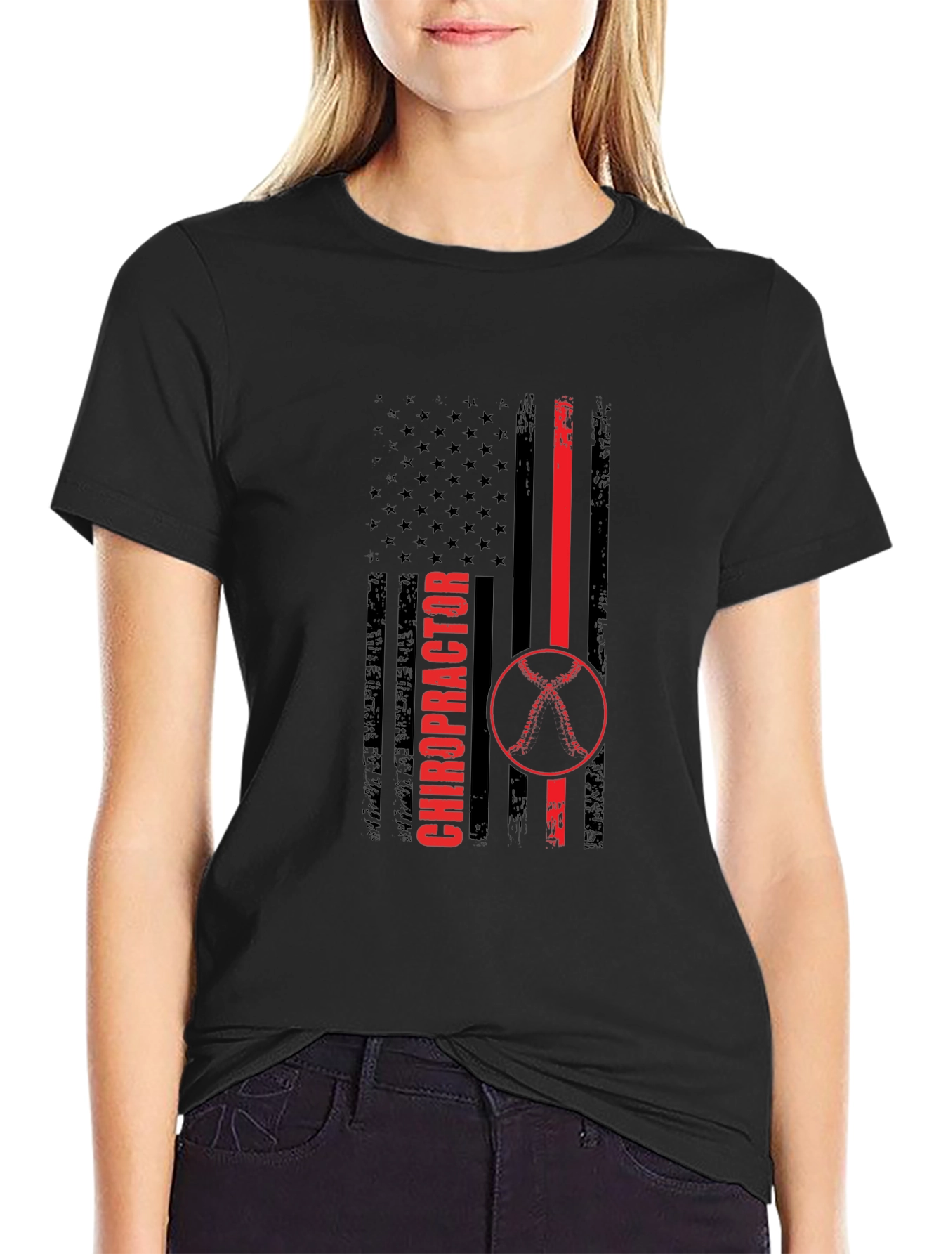 Chiropractor American Flag Graphic T-Shirt