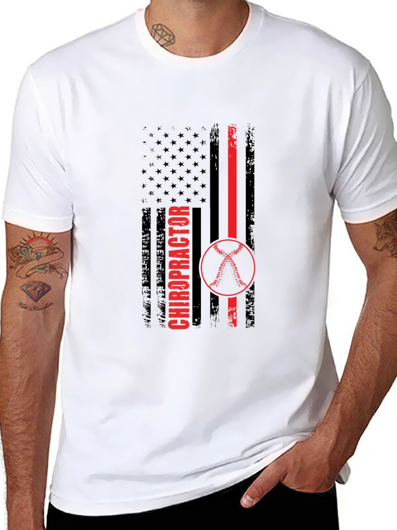 Chiropractor American Flag Graphic T-Shirt
