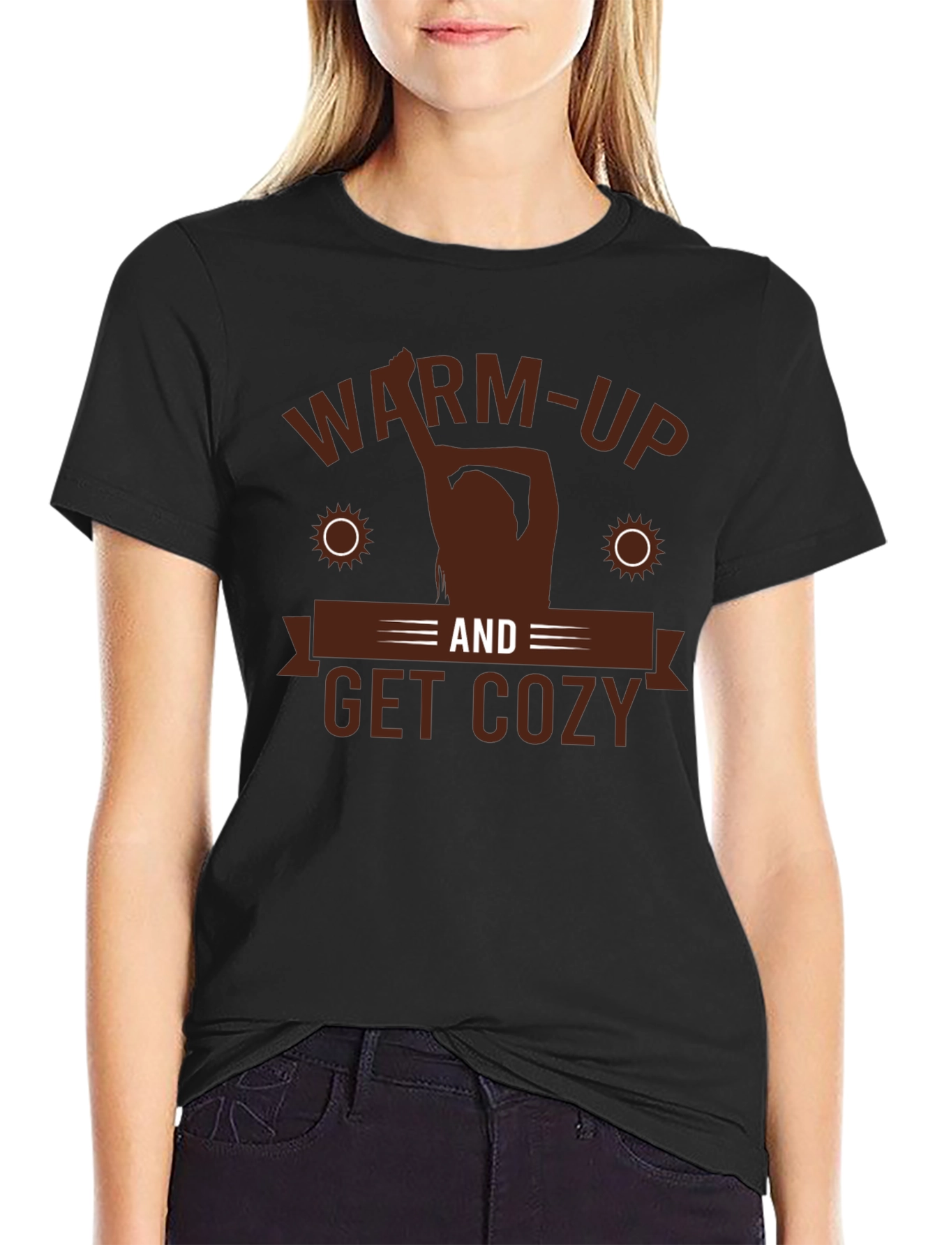 Warm-Up and Get Cozy Black Graphic Tee