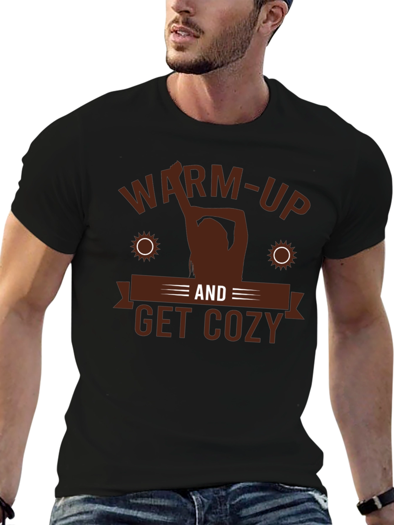 Warm-Up and Get Cozy Black Graphic Tee