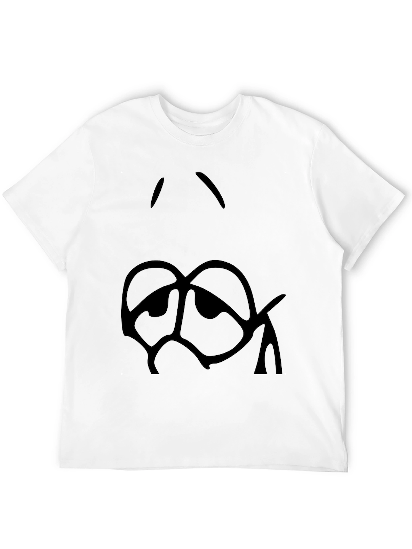 Sad Cartoon Face Black T-Shirt