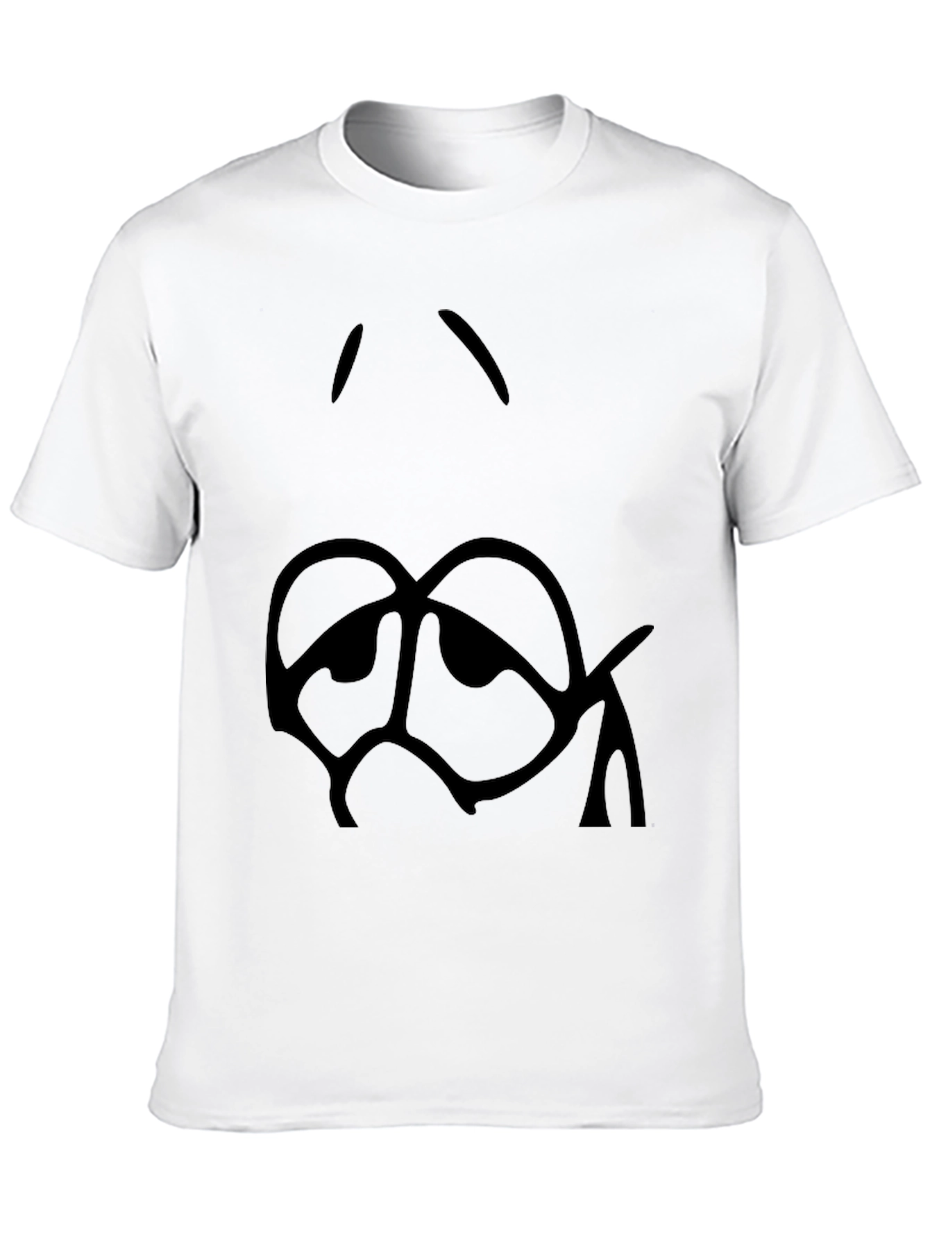 Sad Cartoon Face Black T-Shirt