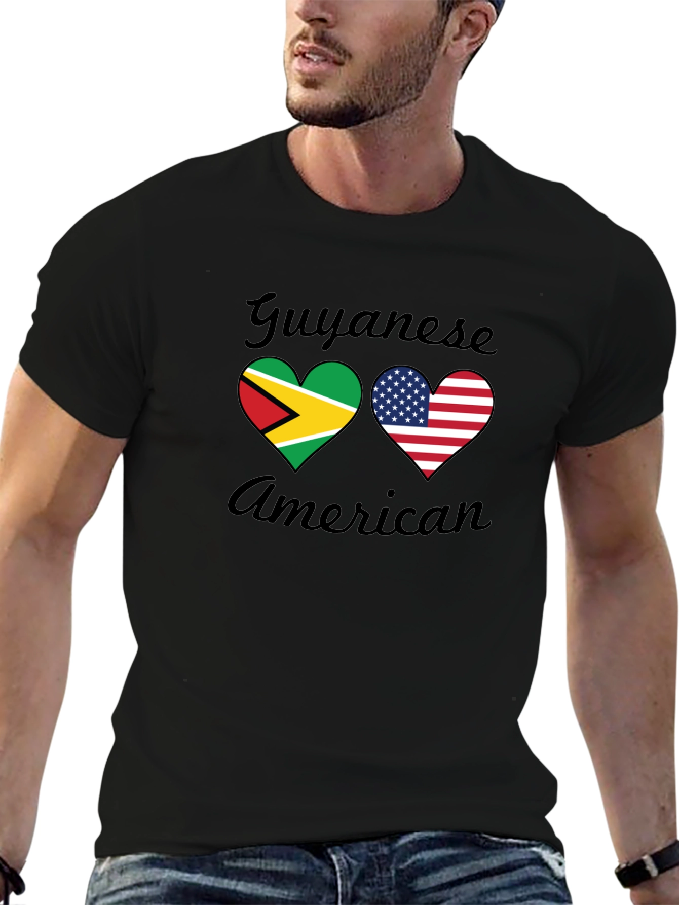 Guyanese American Flag Heart T-Shirt