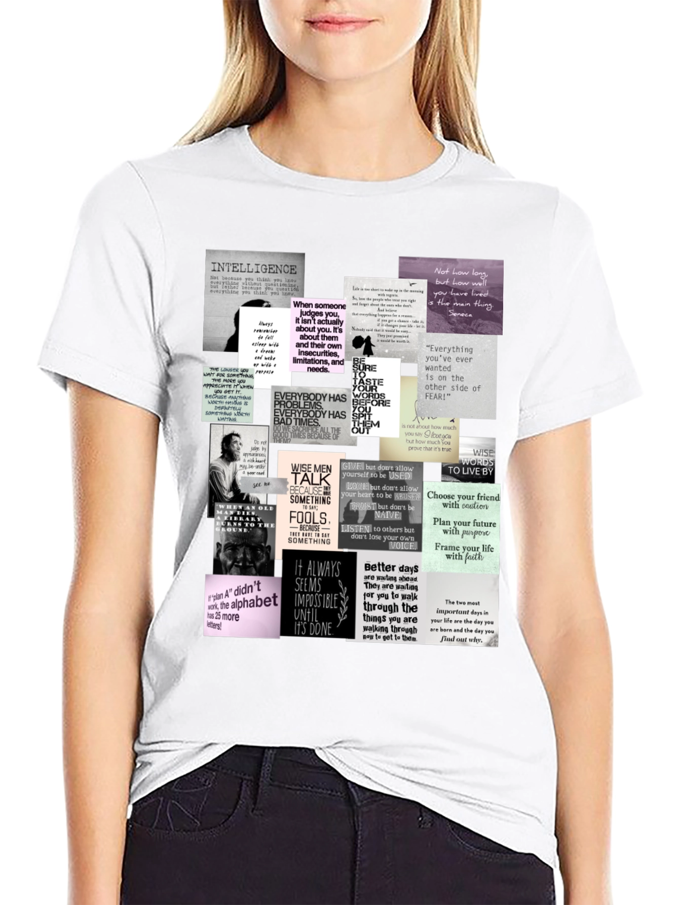 Inspirational Quote Collage T-Shirt - Black