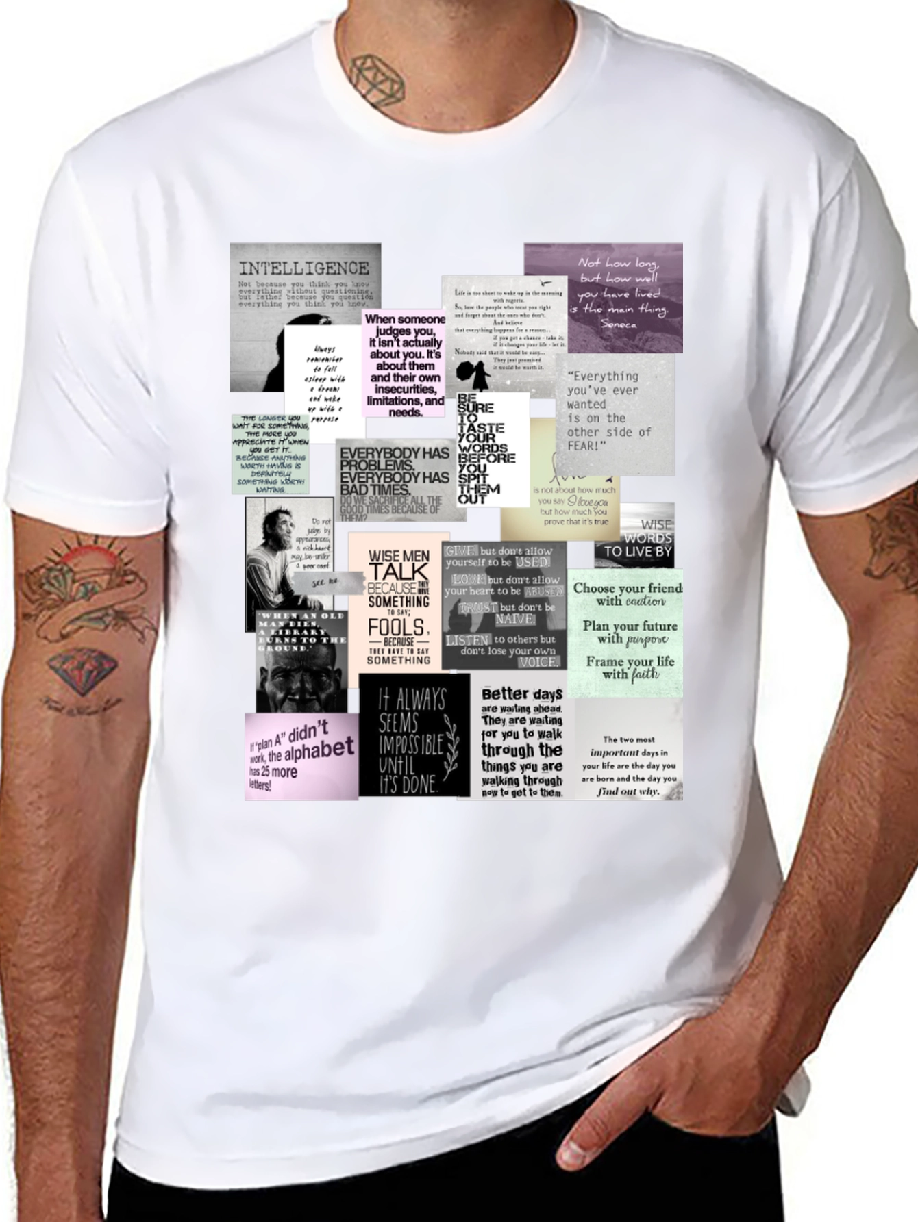 Inspirational Quote Collage T-Shirt - Black
