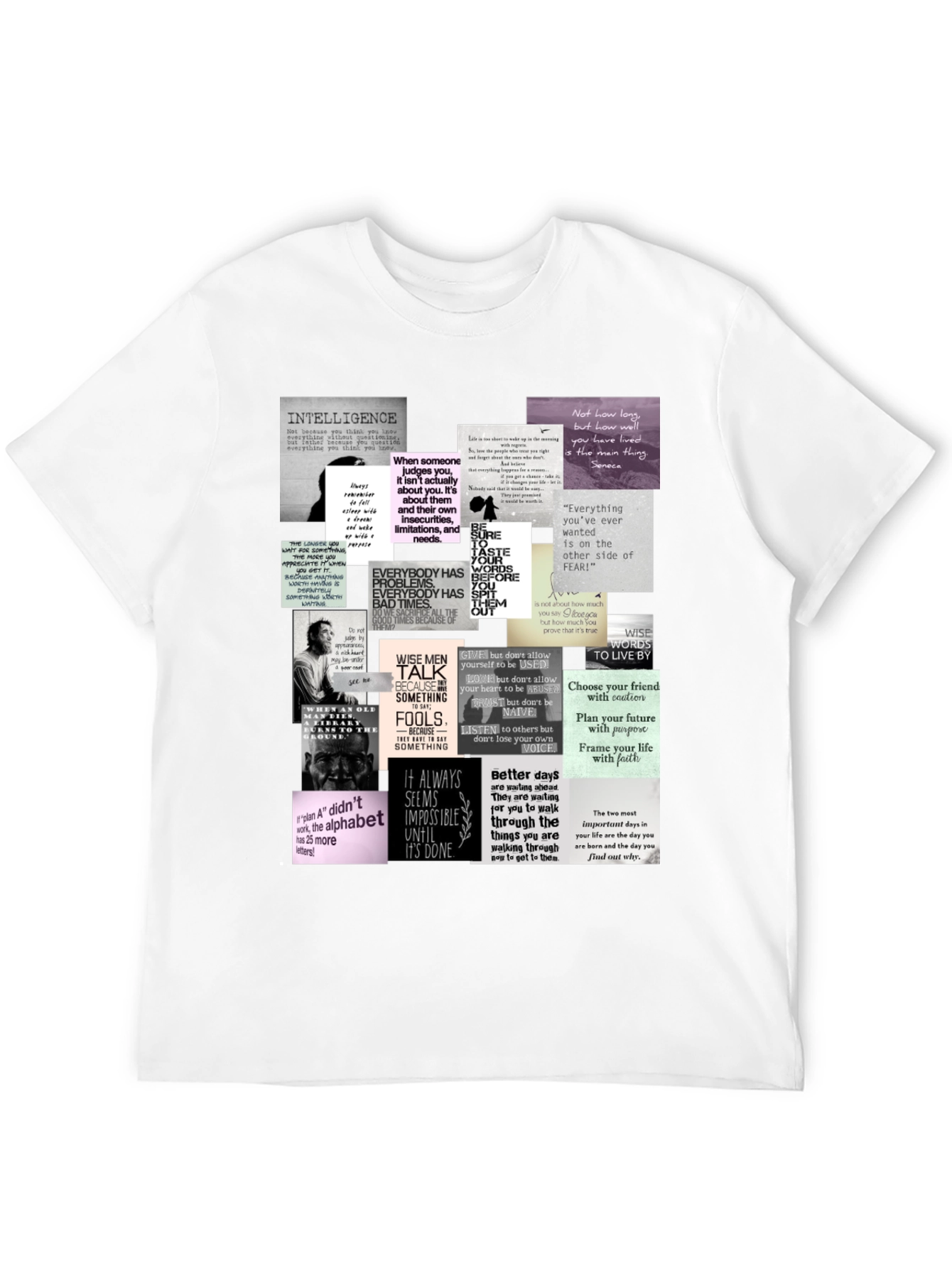 Inspirational Quote Collage T-Shirt - Black