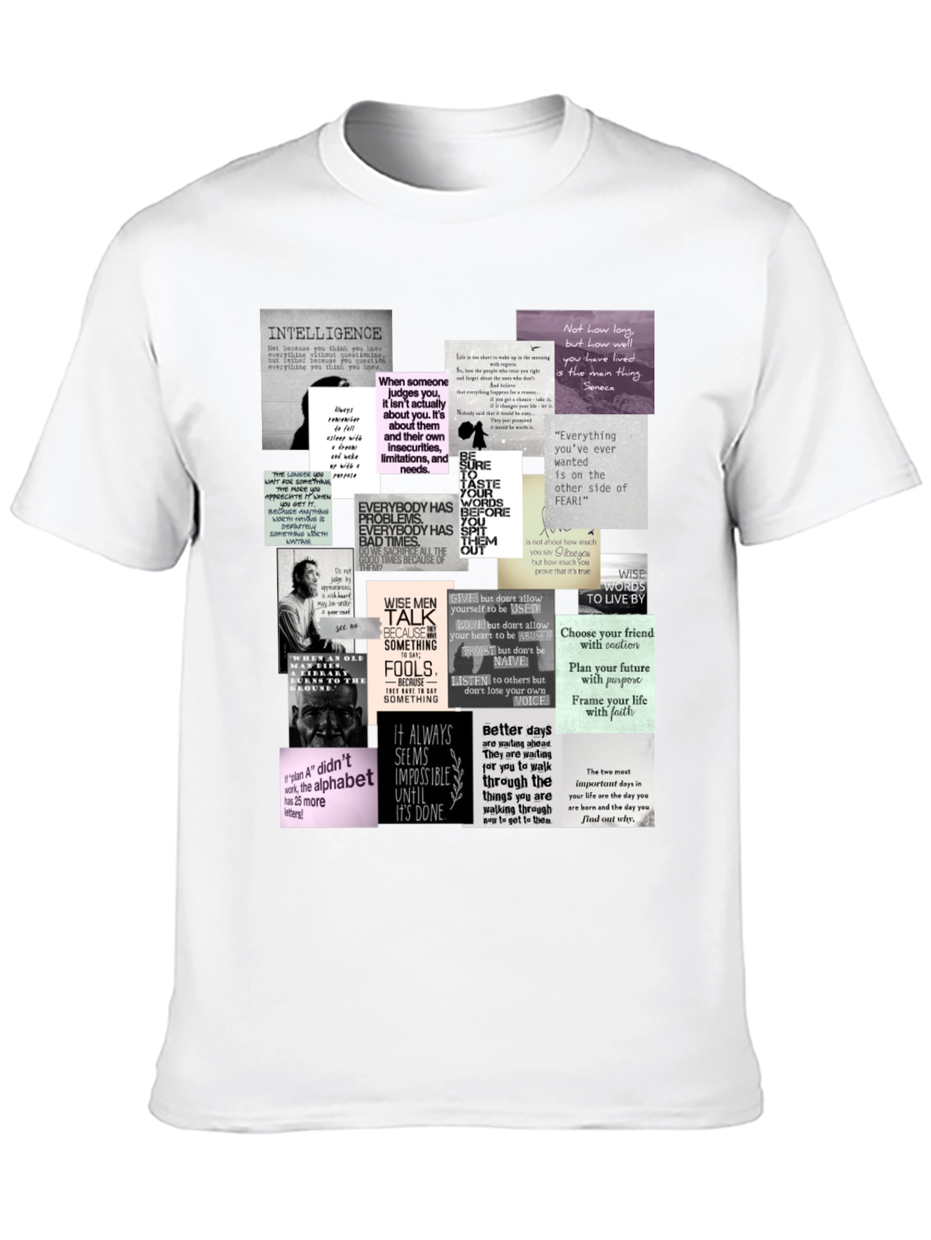 Inspirational Quote Collage T-Shirt - Black