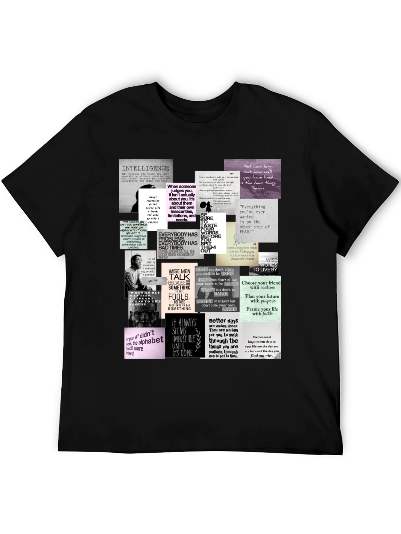 Inspirational Quote Collage T-Shirt - Black
