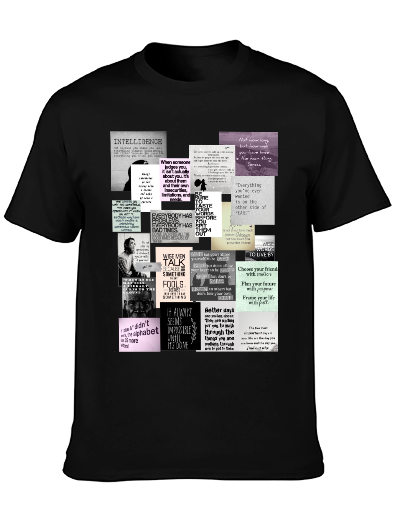Inspirational Quote Collage T-Shirt - Black