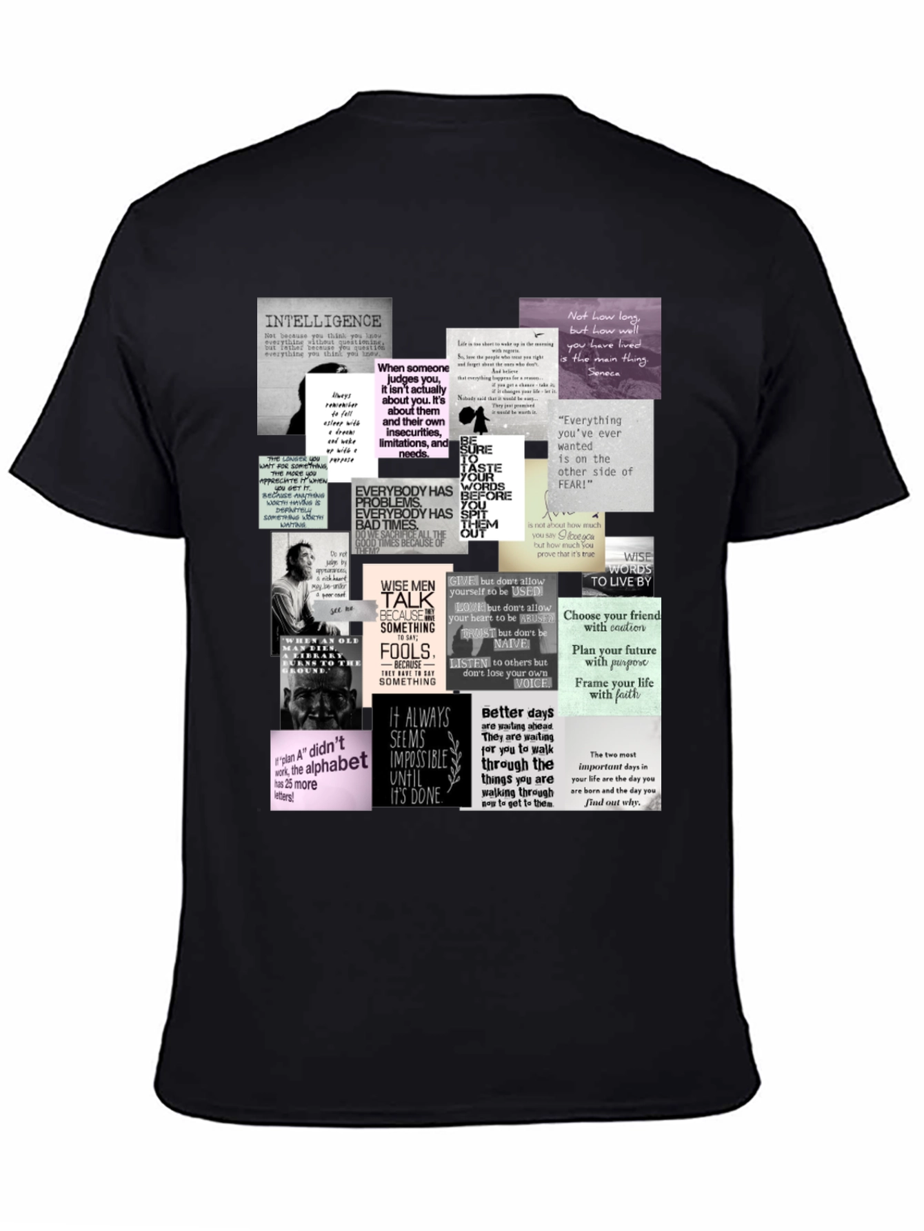 Inspirational Quote Collage T-Shirt - Black