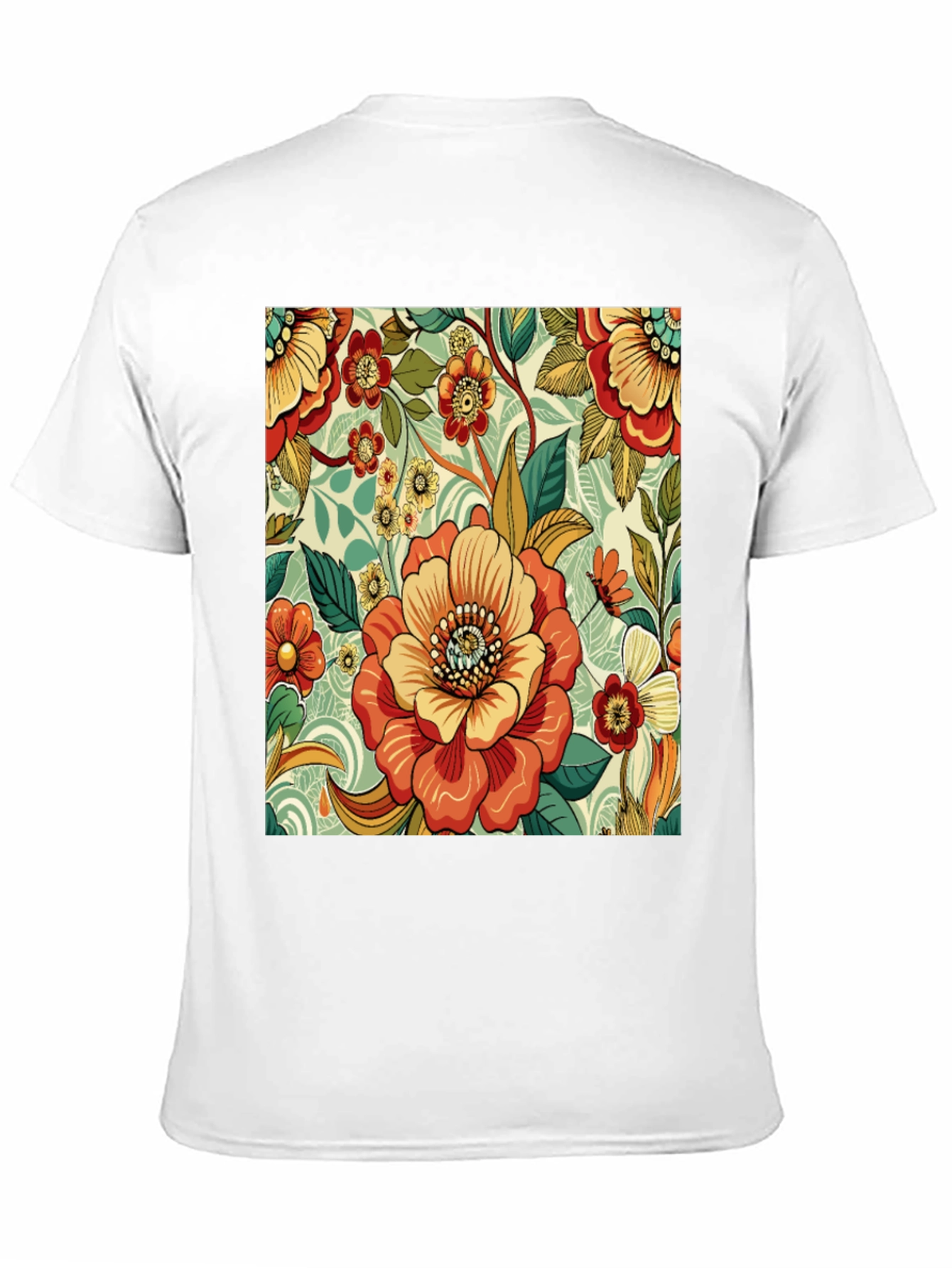Floral Pattern Print Black T-Shirt