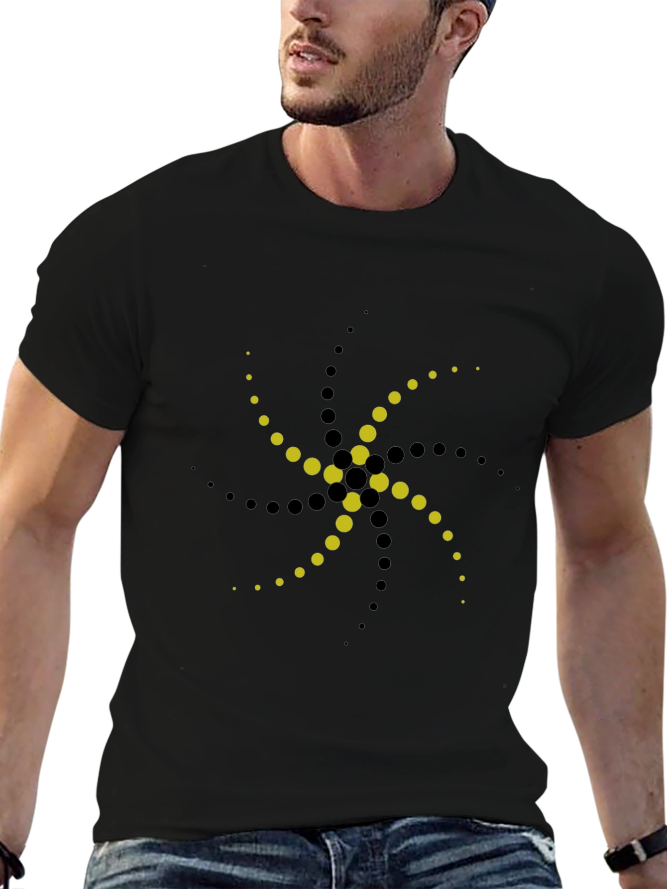 Modern Dot Swirl Graphic Tee - Black